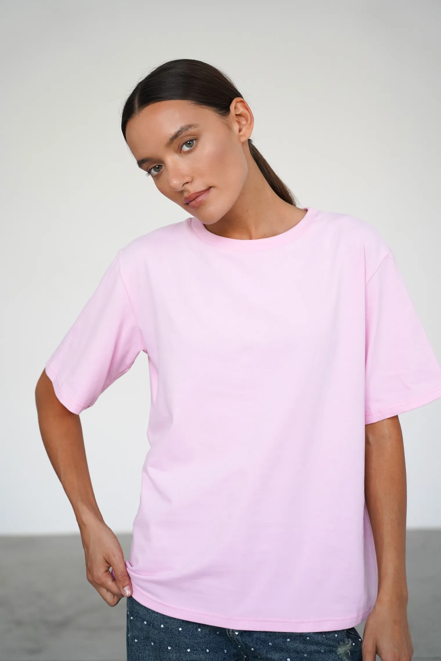 Футболка свободного кроя цвета пион фото 5