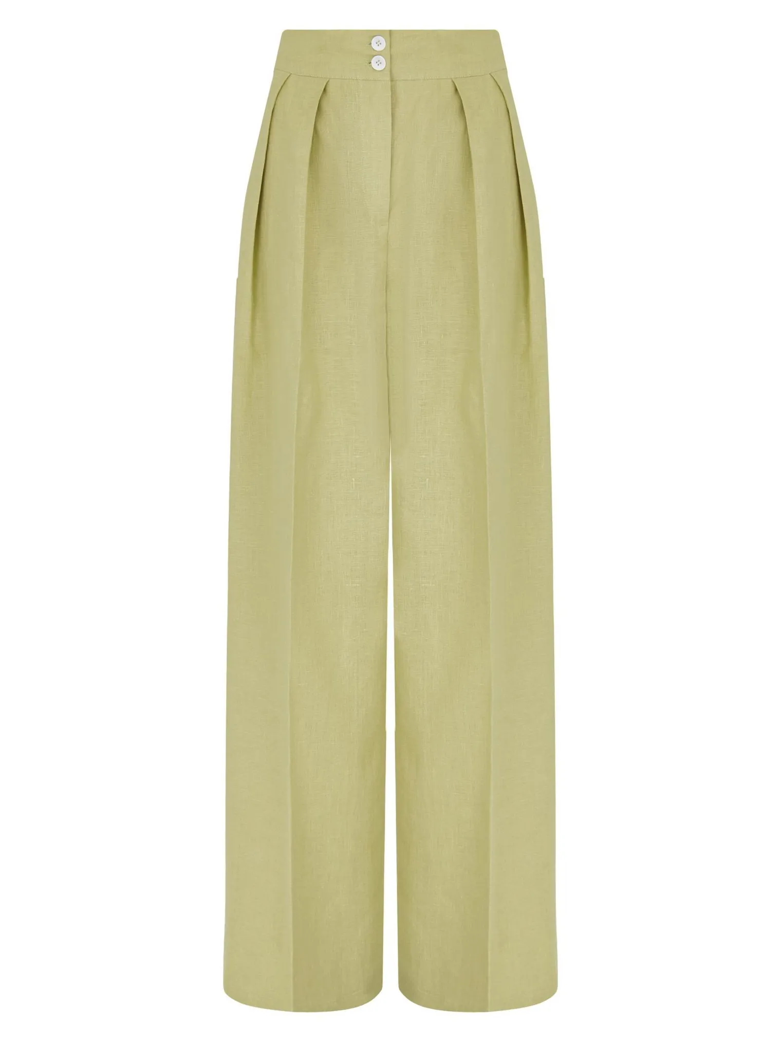 Брюки широкого кроя с завышенной талией со складками оливкового цвета фото 7