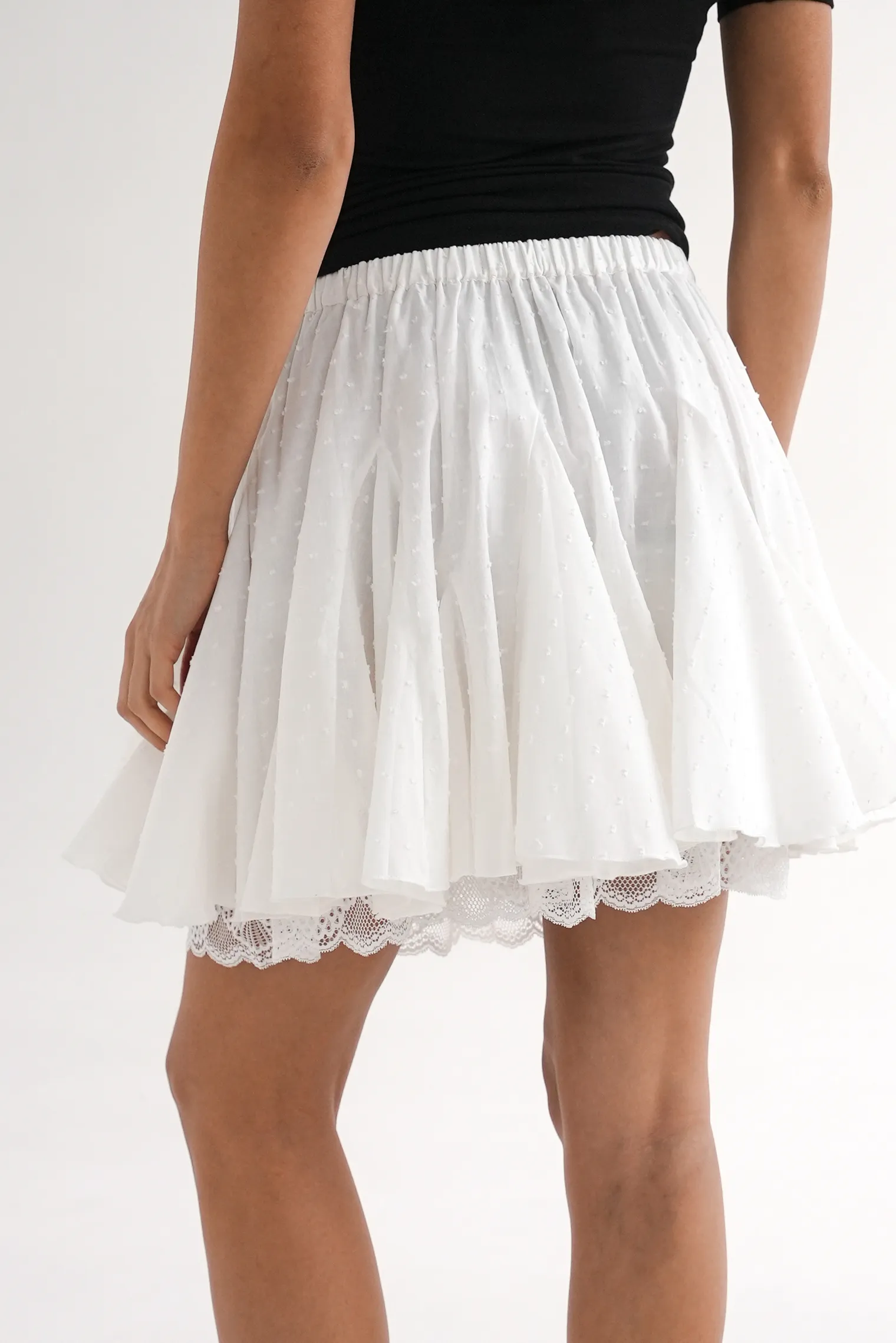 Юбка мини с клиньями цвета тофу фото 6