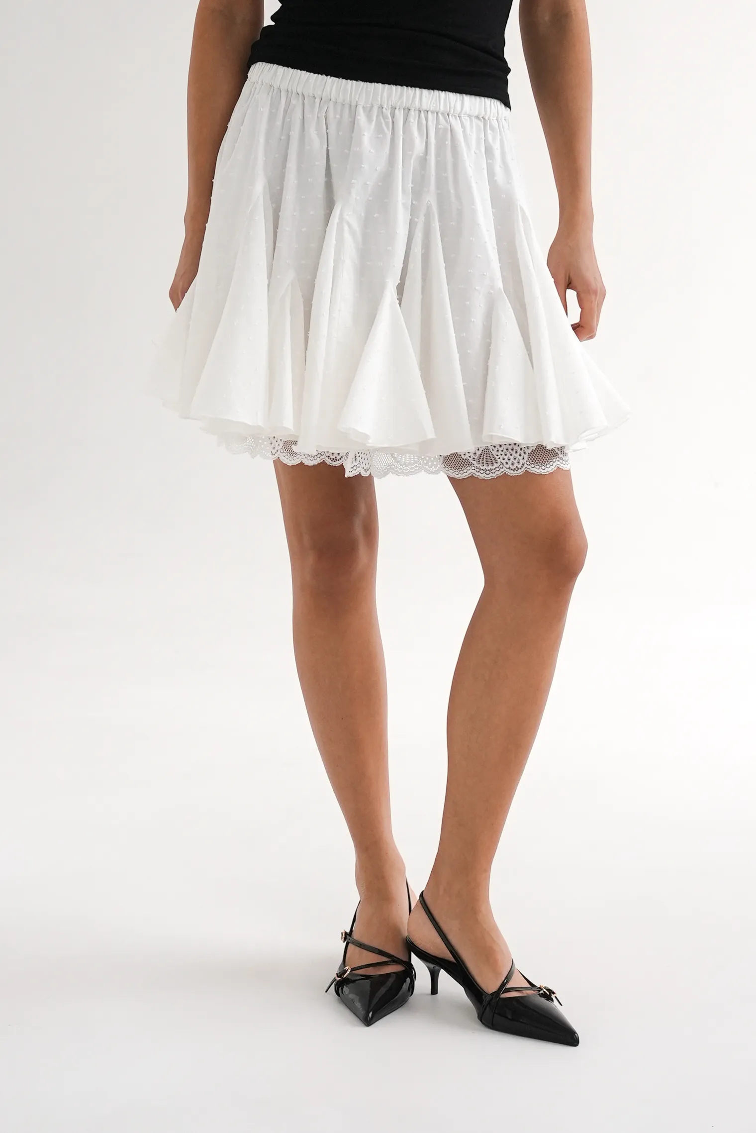 Юбка мини с клиньями цвета тофу фото 3