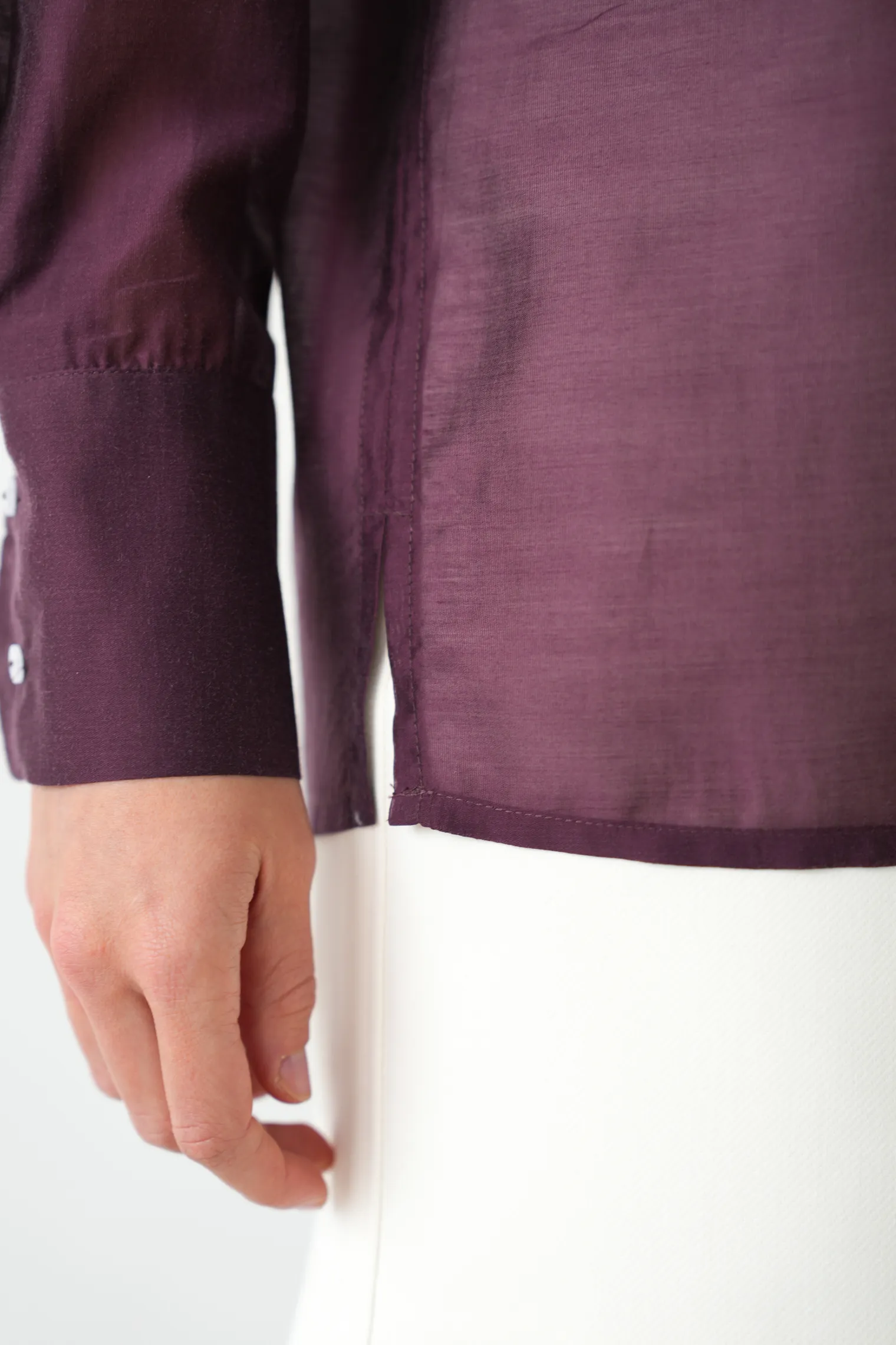 Рубашка из прозрачной ткани цвета бургундия фото 2