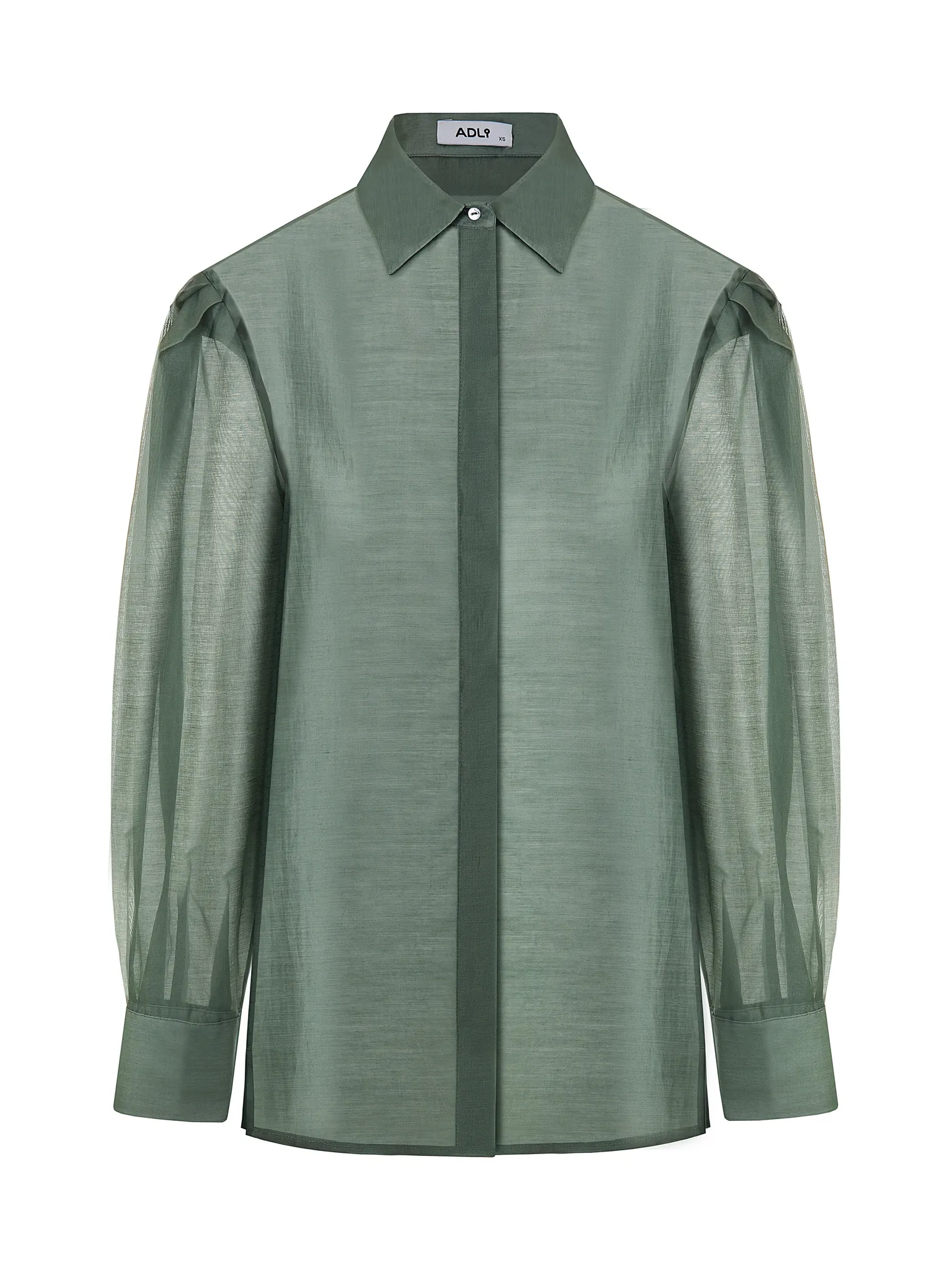 Рубашка из прозрачной ткани в цвете голубая ель фото 9