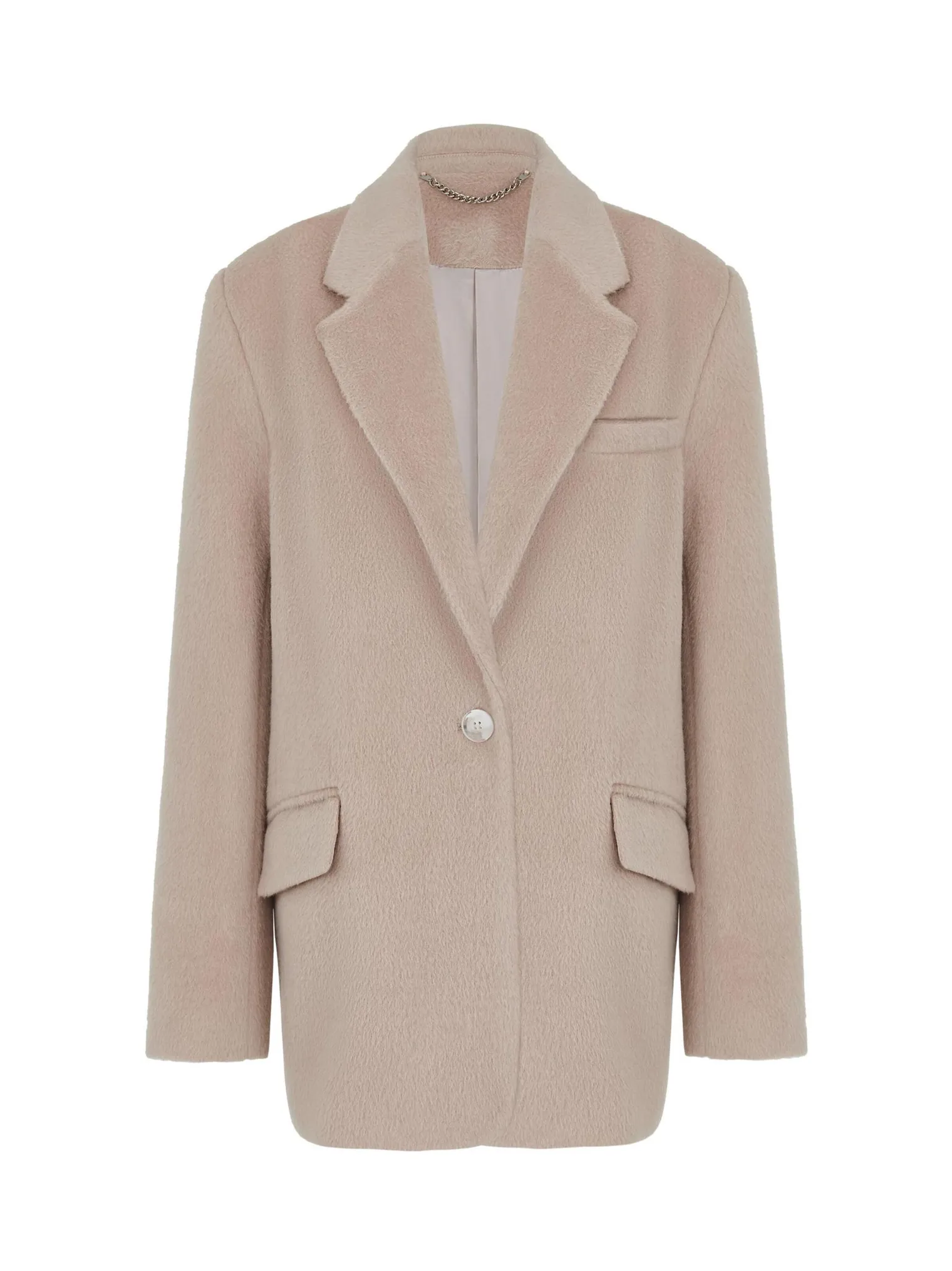 Однобортное пальто-жакет из шерсти молочного цвета фото 9