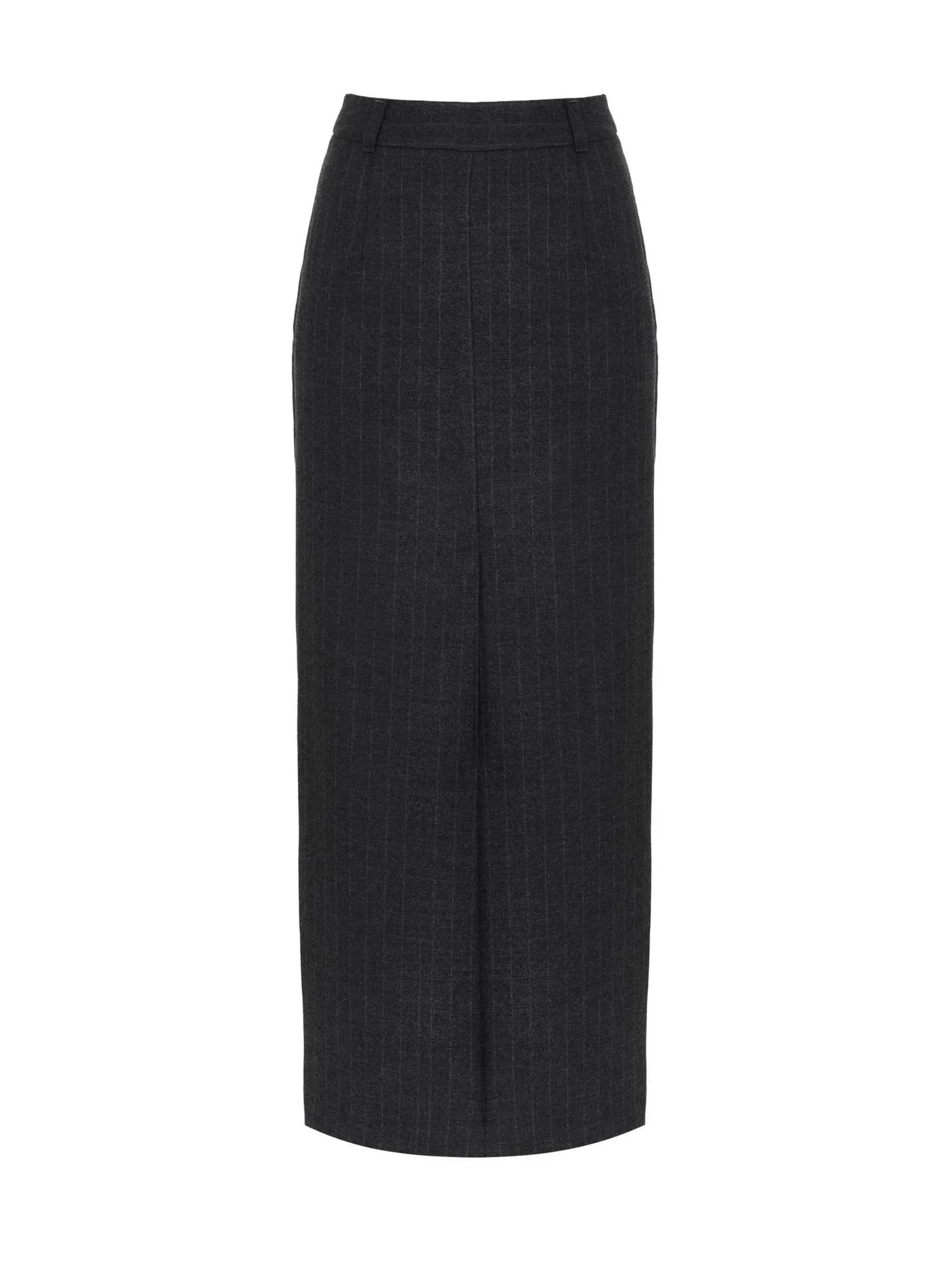 Юбка макси из шерсти в полоску графитового цвета фото 9
