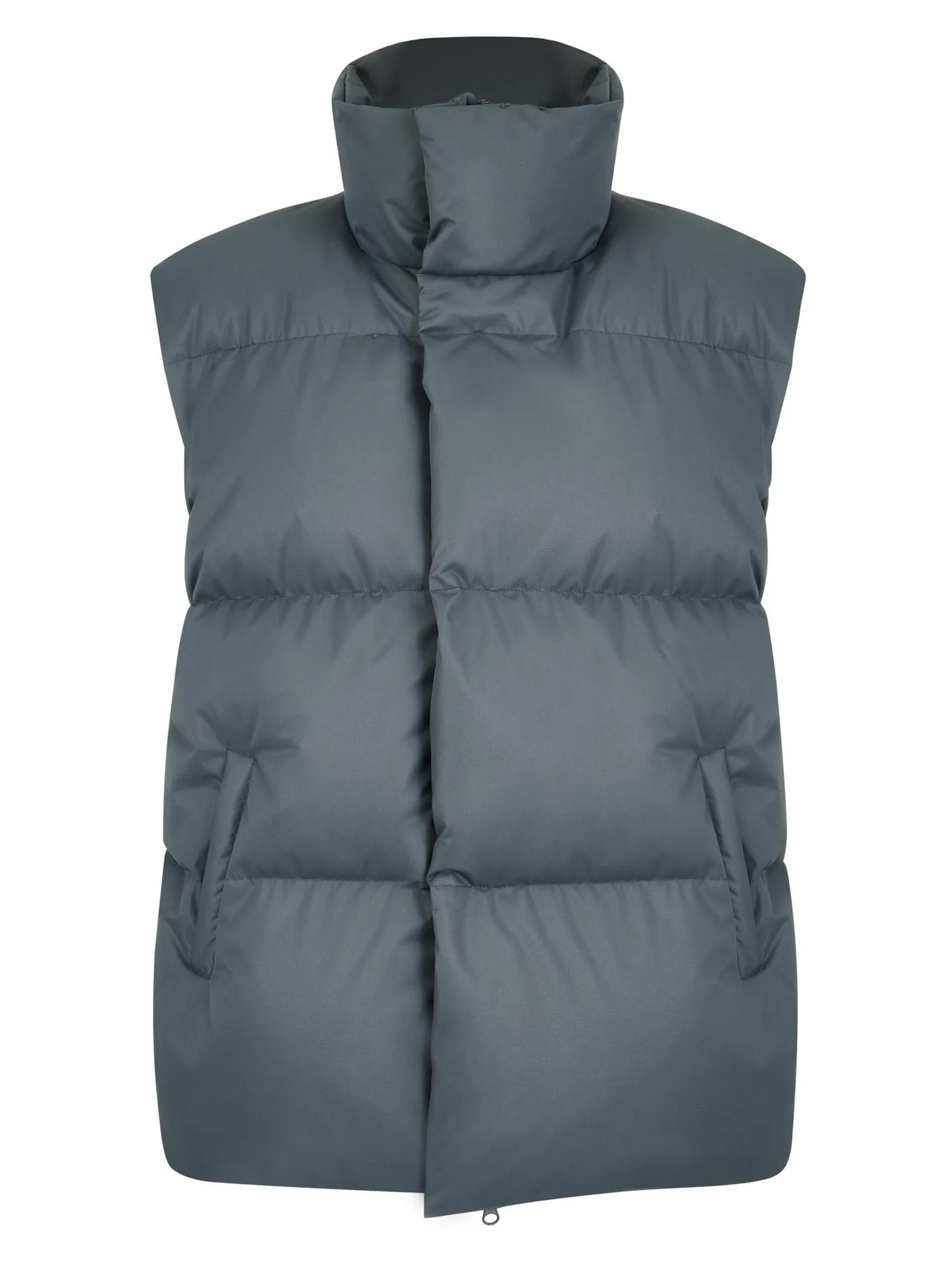 Жилет пуховой стёганный серого цвета фото 8