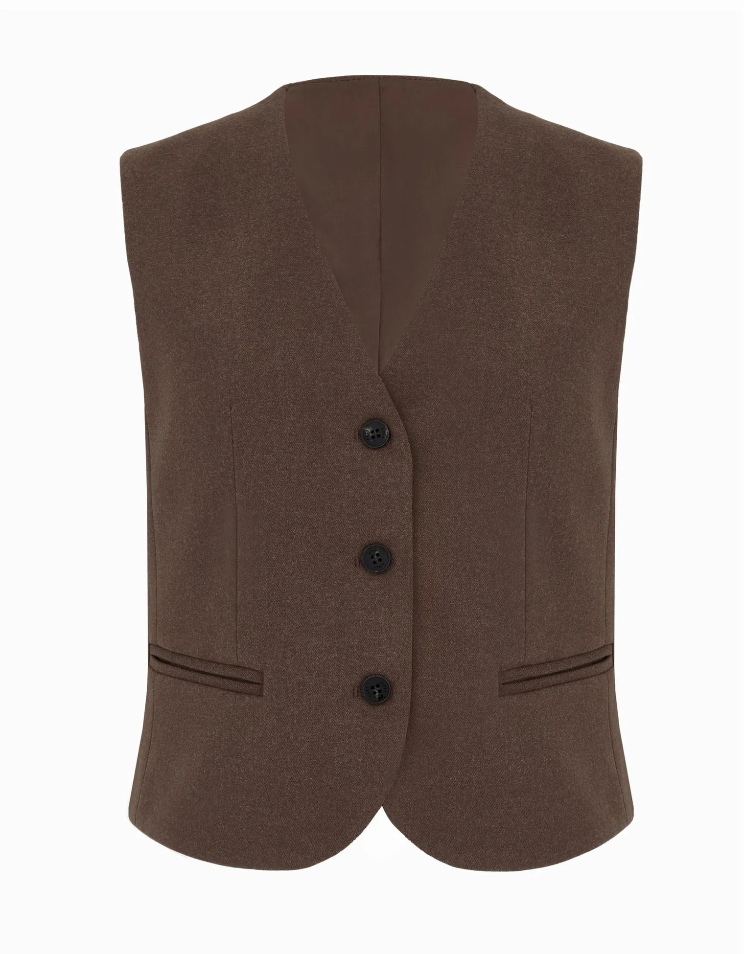 Однобортный жилет с пуговицами шоколадного цвета фото 8