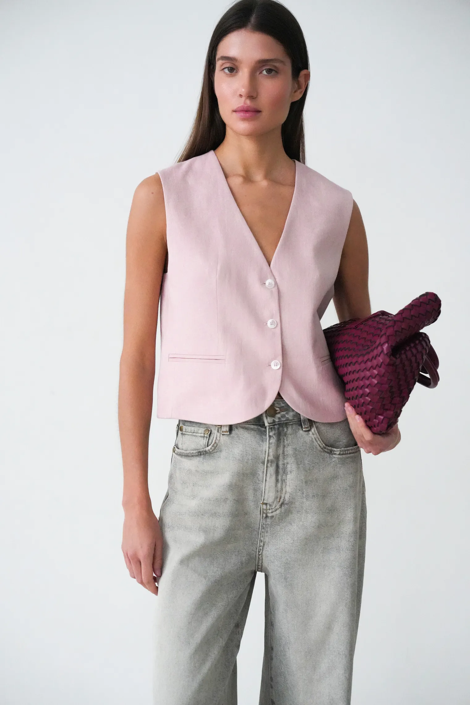 Джинсы свободного кроя в винтажном стиле серого цвета фото 5