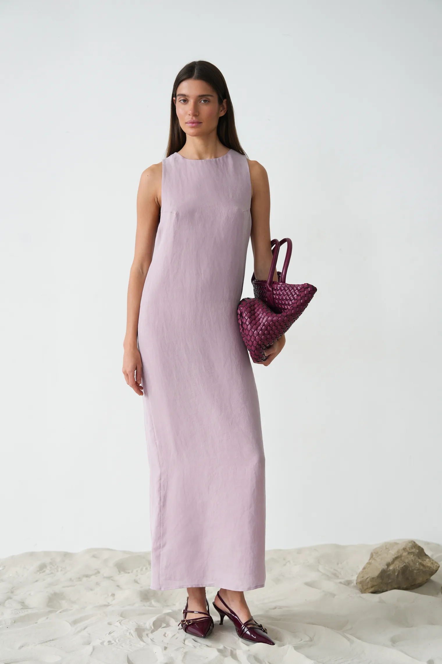 Платье-халтер из вискозы пыльно-розового цвета фото 3