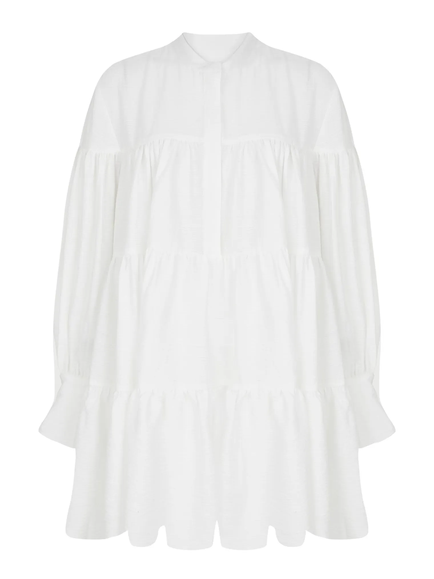 Платье свободного кроя ярусное белого цвета фото 9