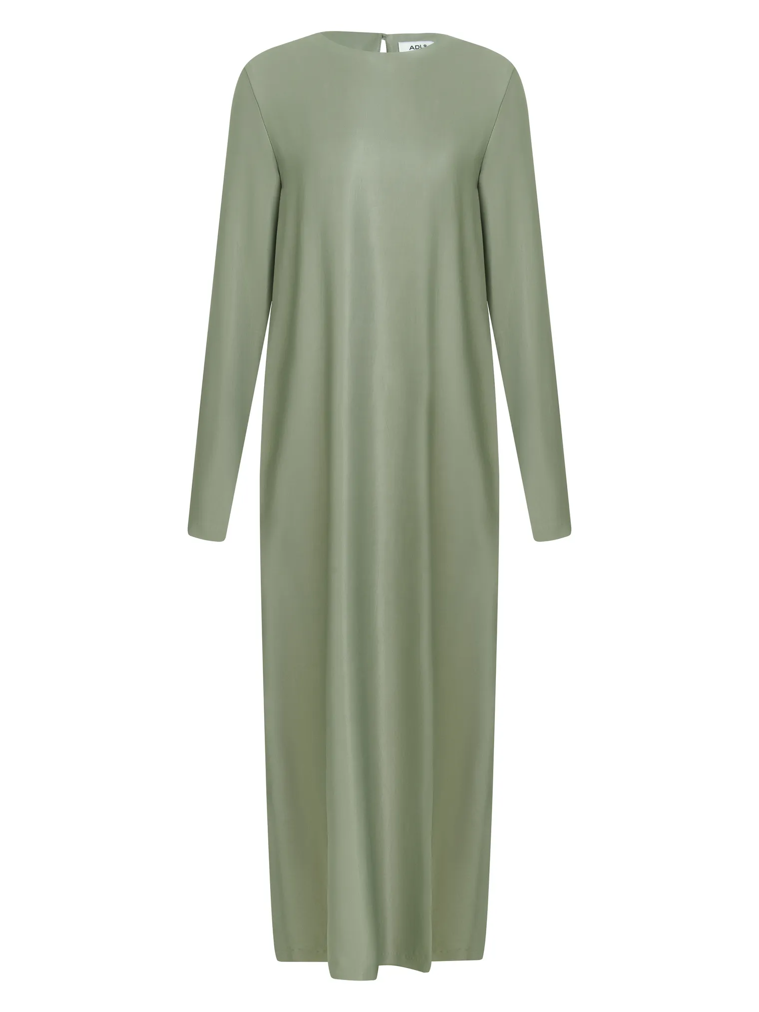 Платье прямого кроя из струящейся ткани оливкового цвета фото 1