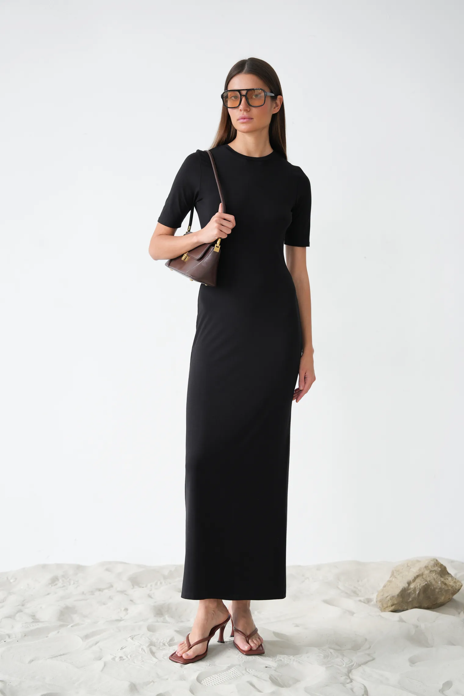 Платье из тонкого трикотажа чёрного цвета фото 3