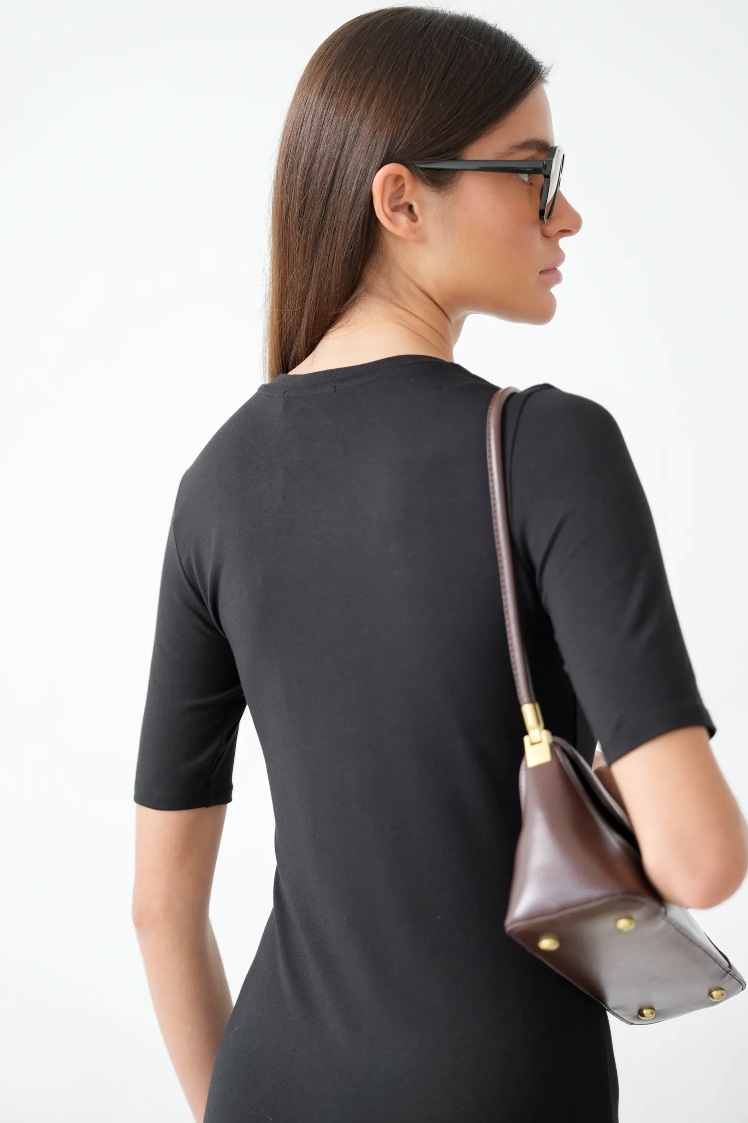 Платье из тонкого трикотажа чёрного цвета фото 8