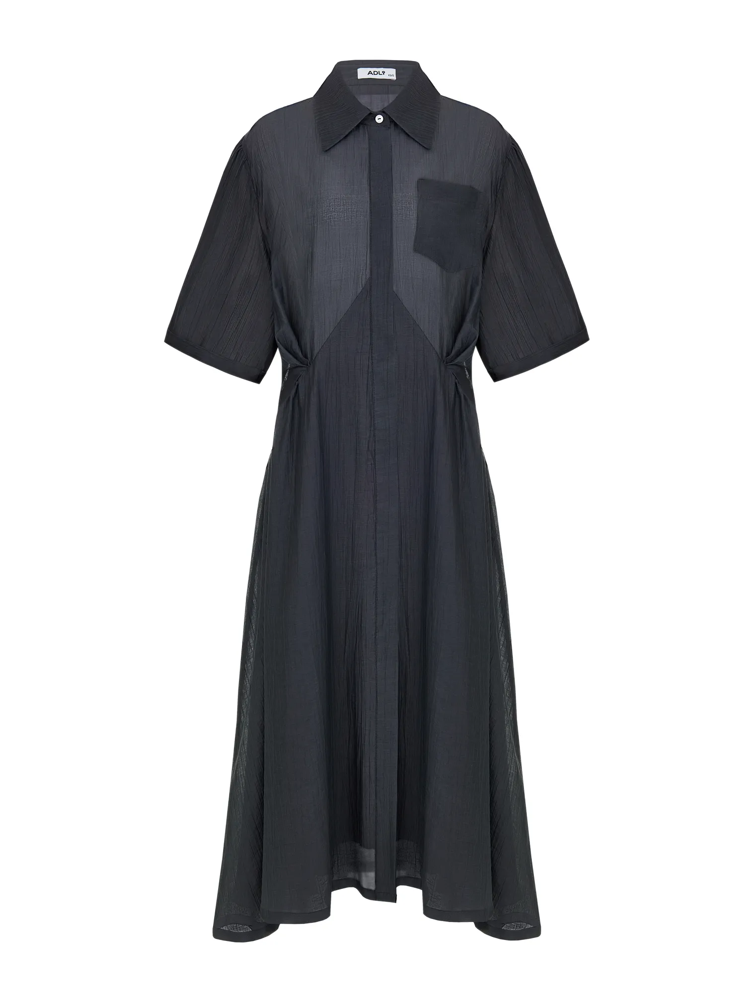 Платье миди из жатой ткани графитового цвета фото 9