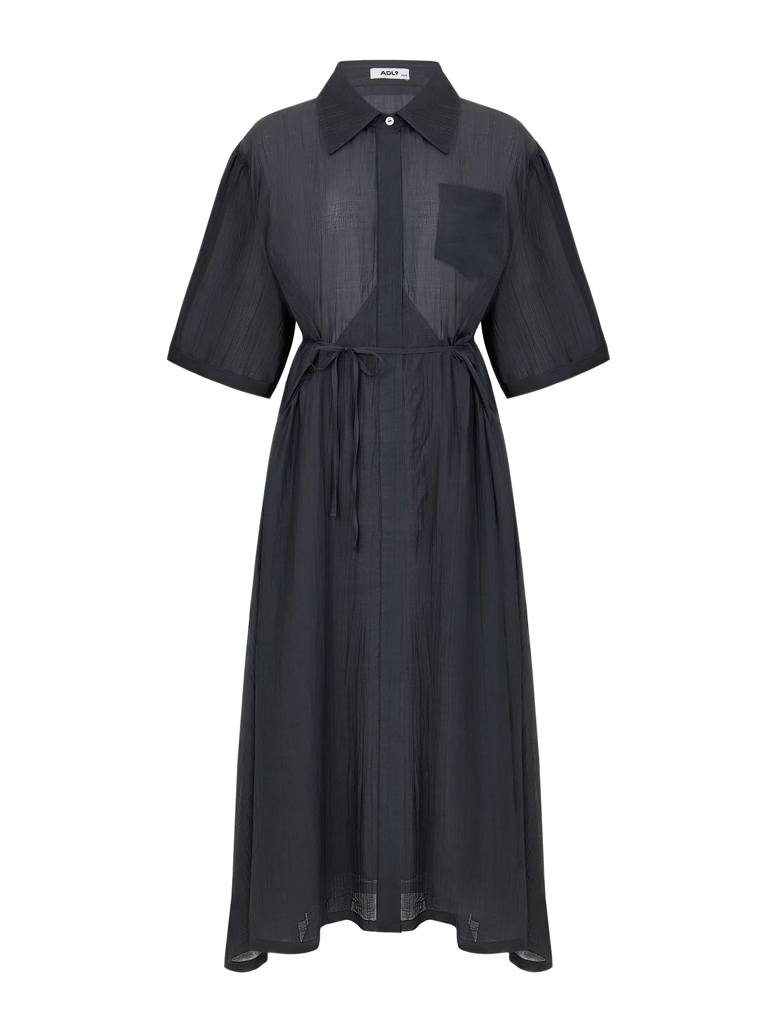 Платье миди из жатой ткани графитового цвета фото 8