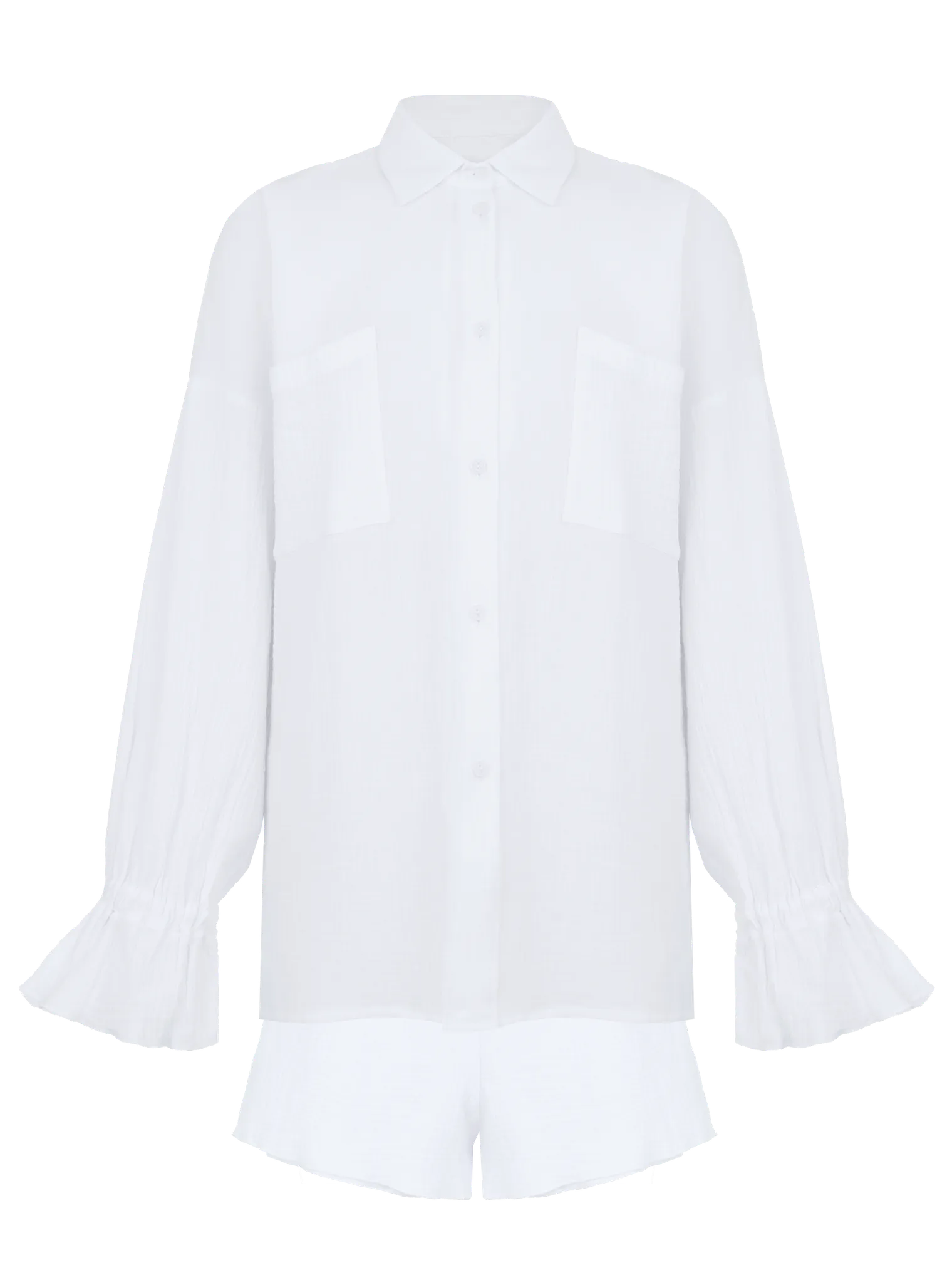 Костюм из муслина: рубашка, шорты цвета тофу фото 1