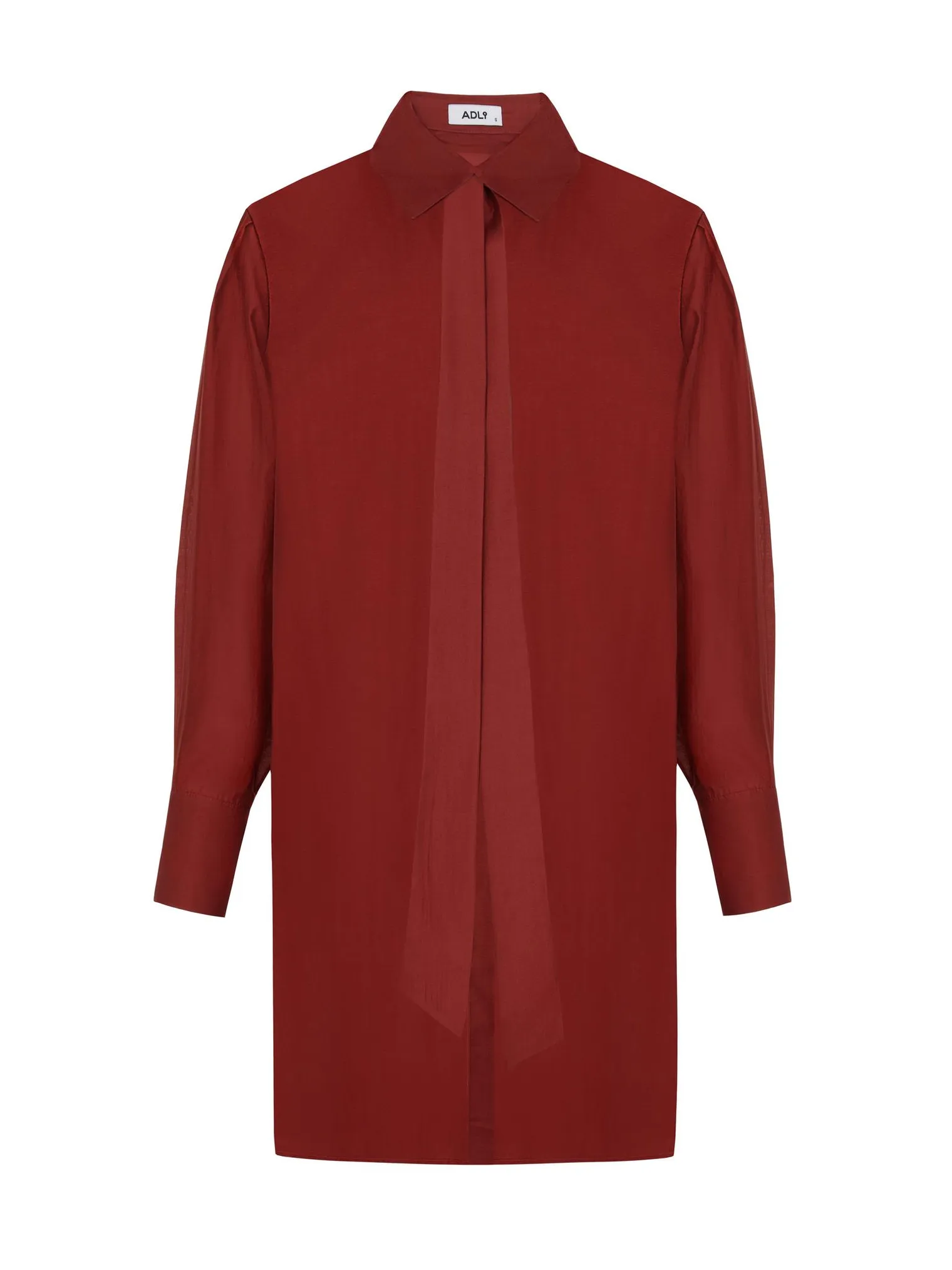 Рубашка из прозрачной ткани красного цвета фото 8