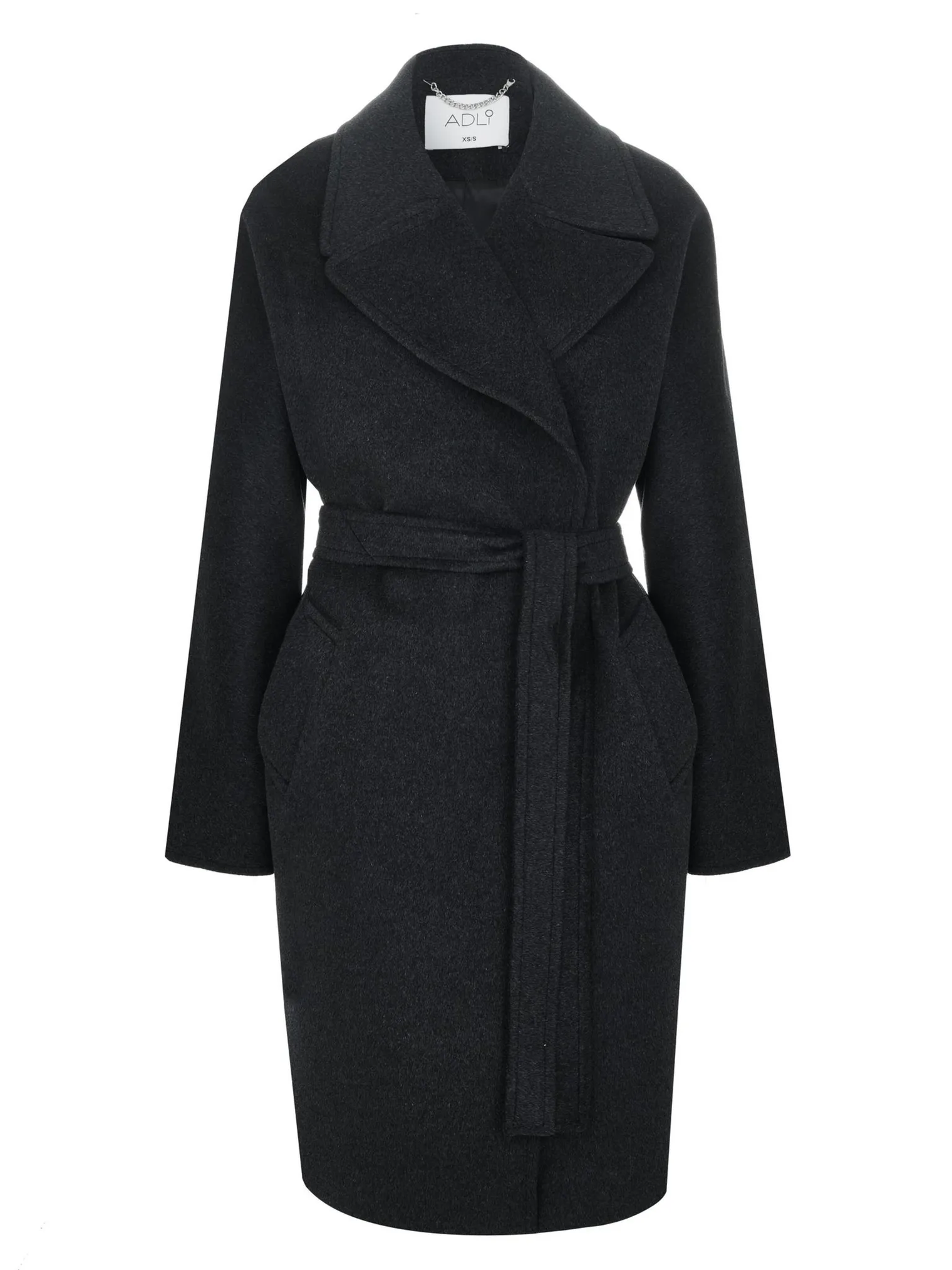 Пальто-халат укороченное с цельнокройным рукавом тёмно-серого цвета фото 8