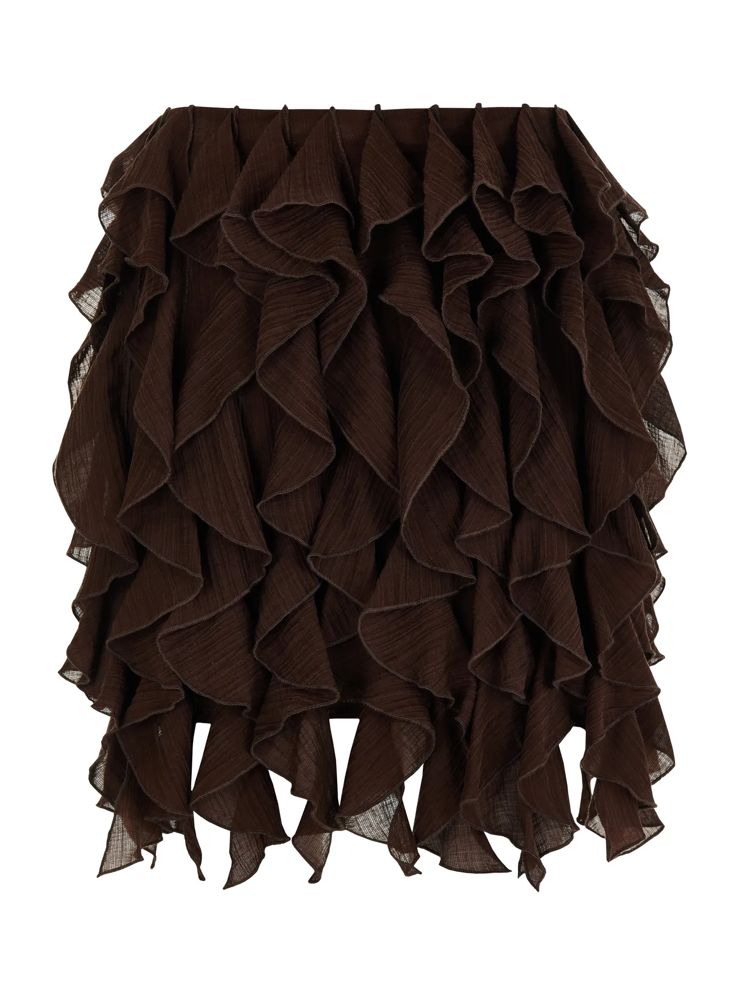 Юбка из жатой ткани цвета горький шоколад фото 9