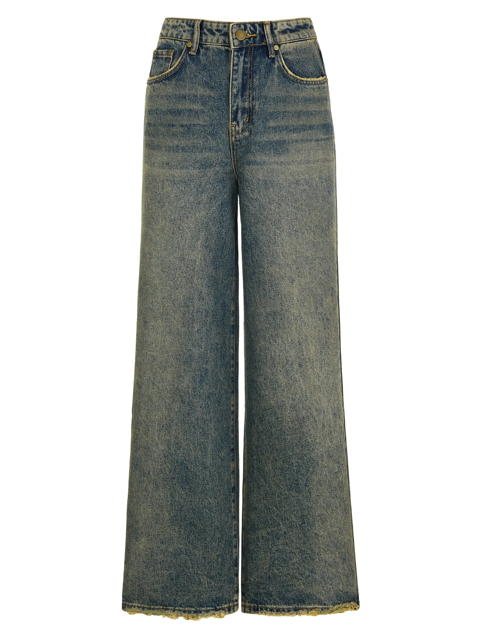 Джинсы свободного кроя в винтажном стиле голубого цвета фото 7