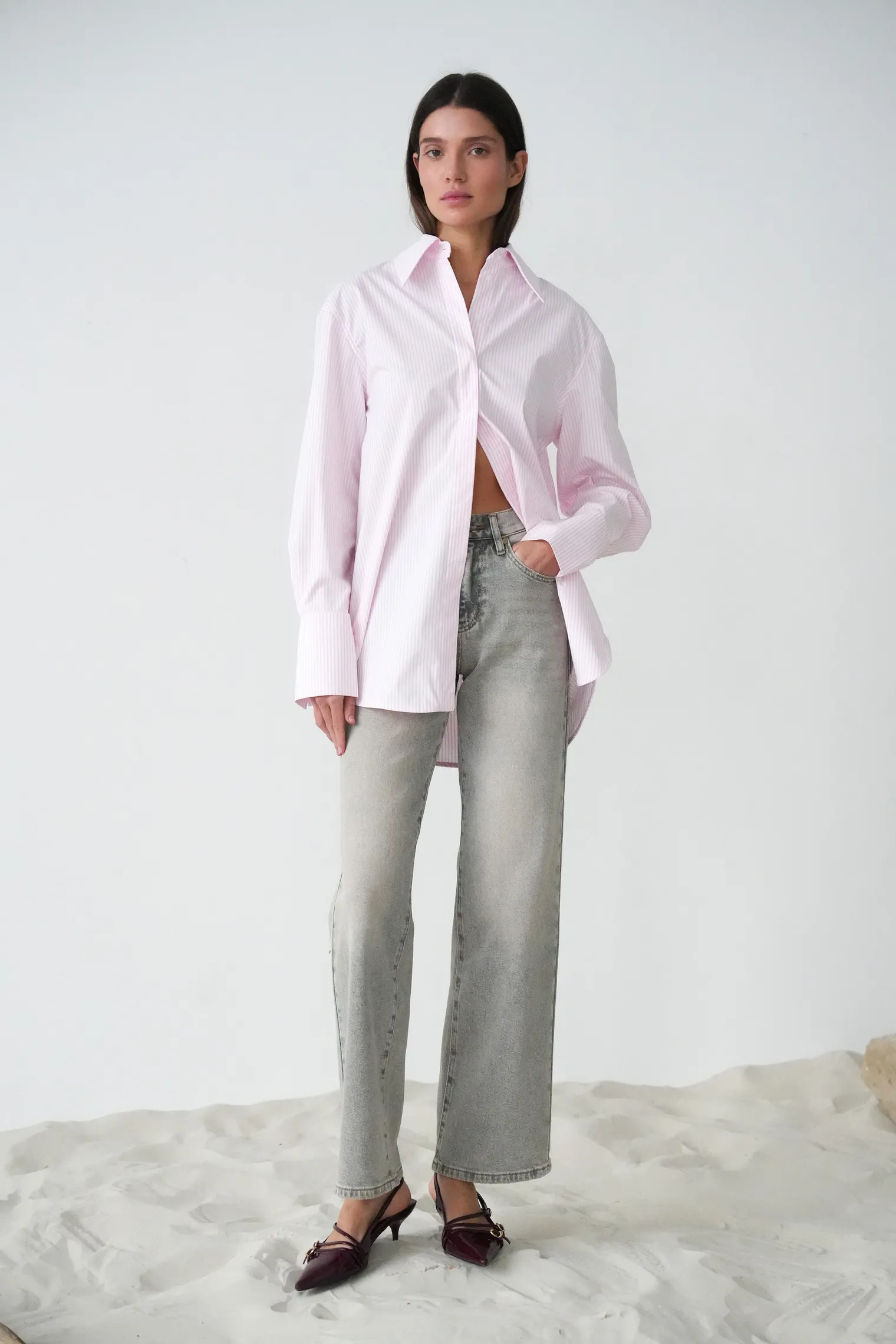 Джинсы прямого кроя в винтажном стиле серого цвета фото 3