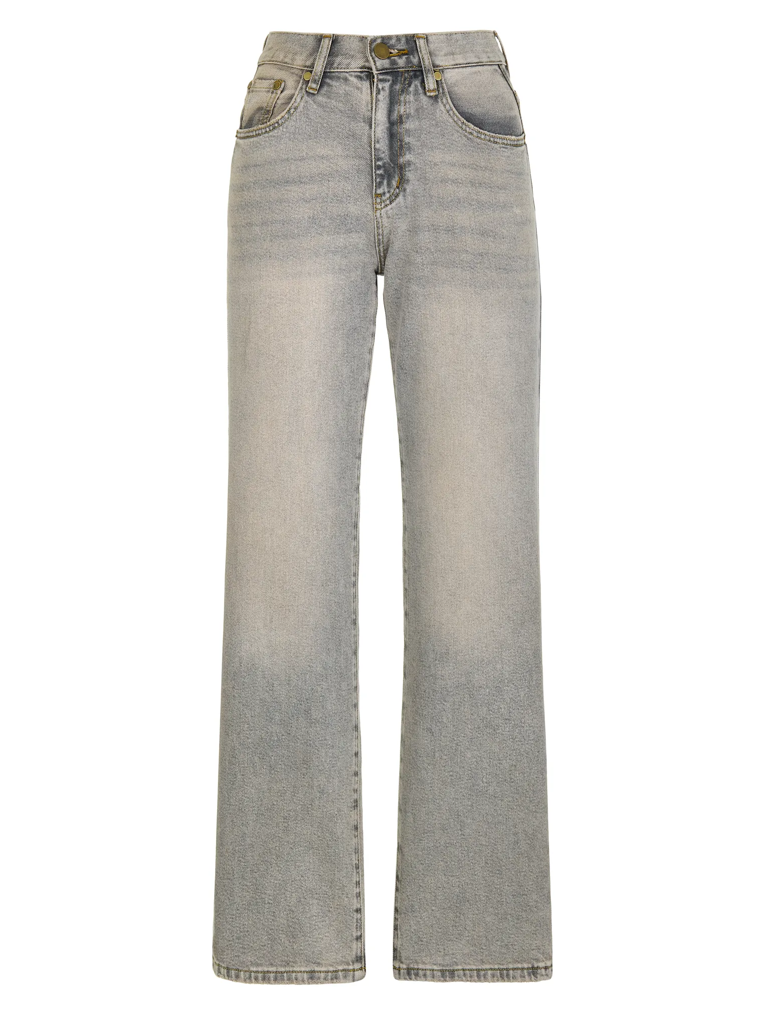 Джинсы прямого кроя в винтажном стиле серого цвета фото 7