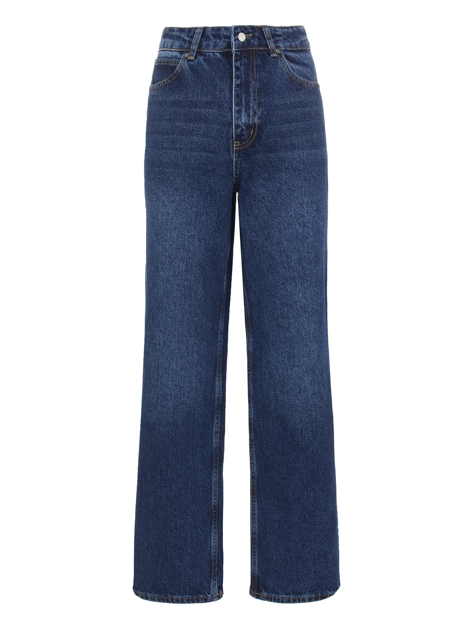 Джинсы прямого кроя с завышенной талией цвета синяя варка фото 1