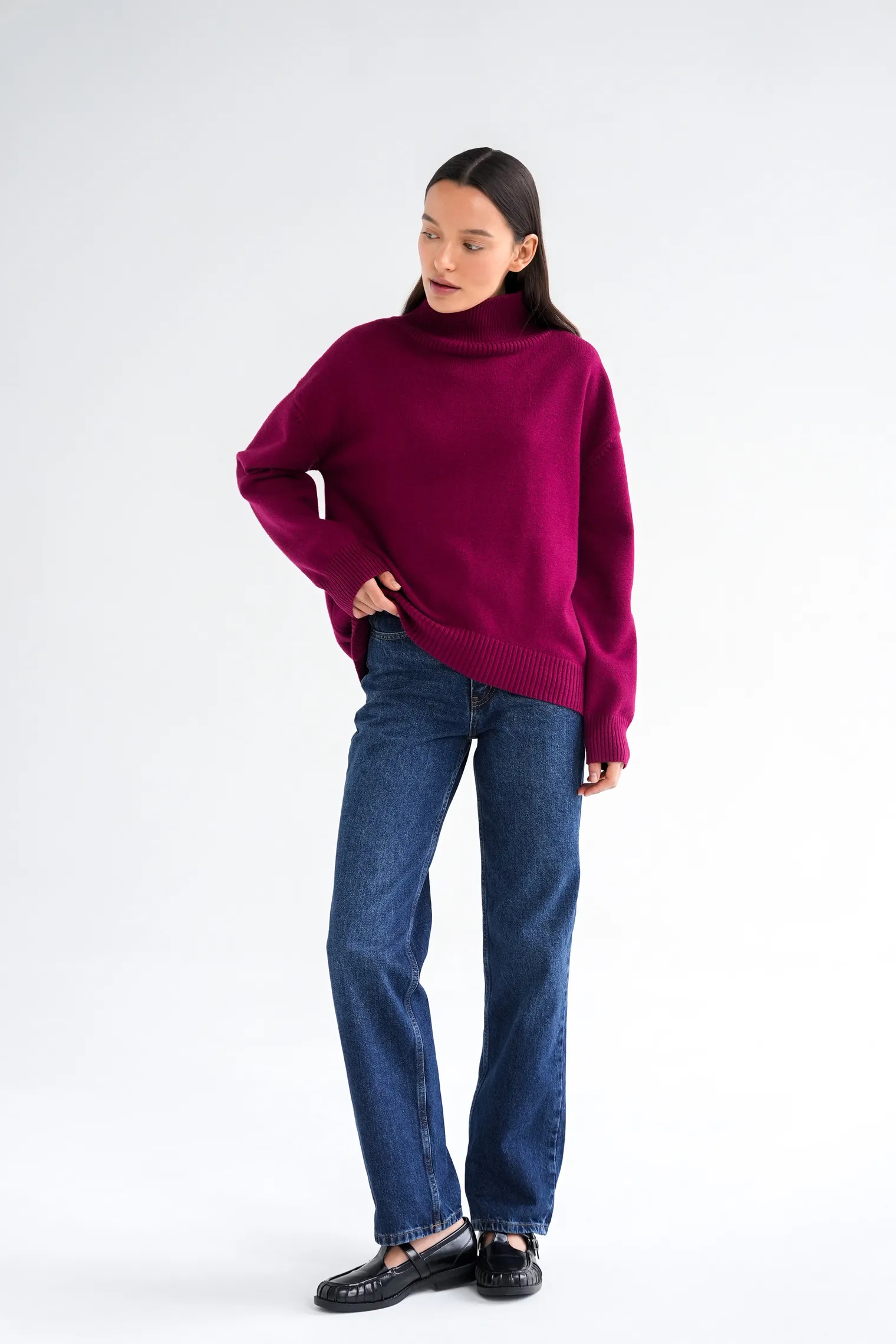 Джинсы прямого кроя с завышенной талией цвета синяя варка фото 2