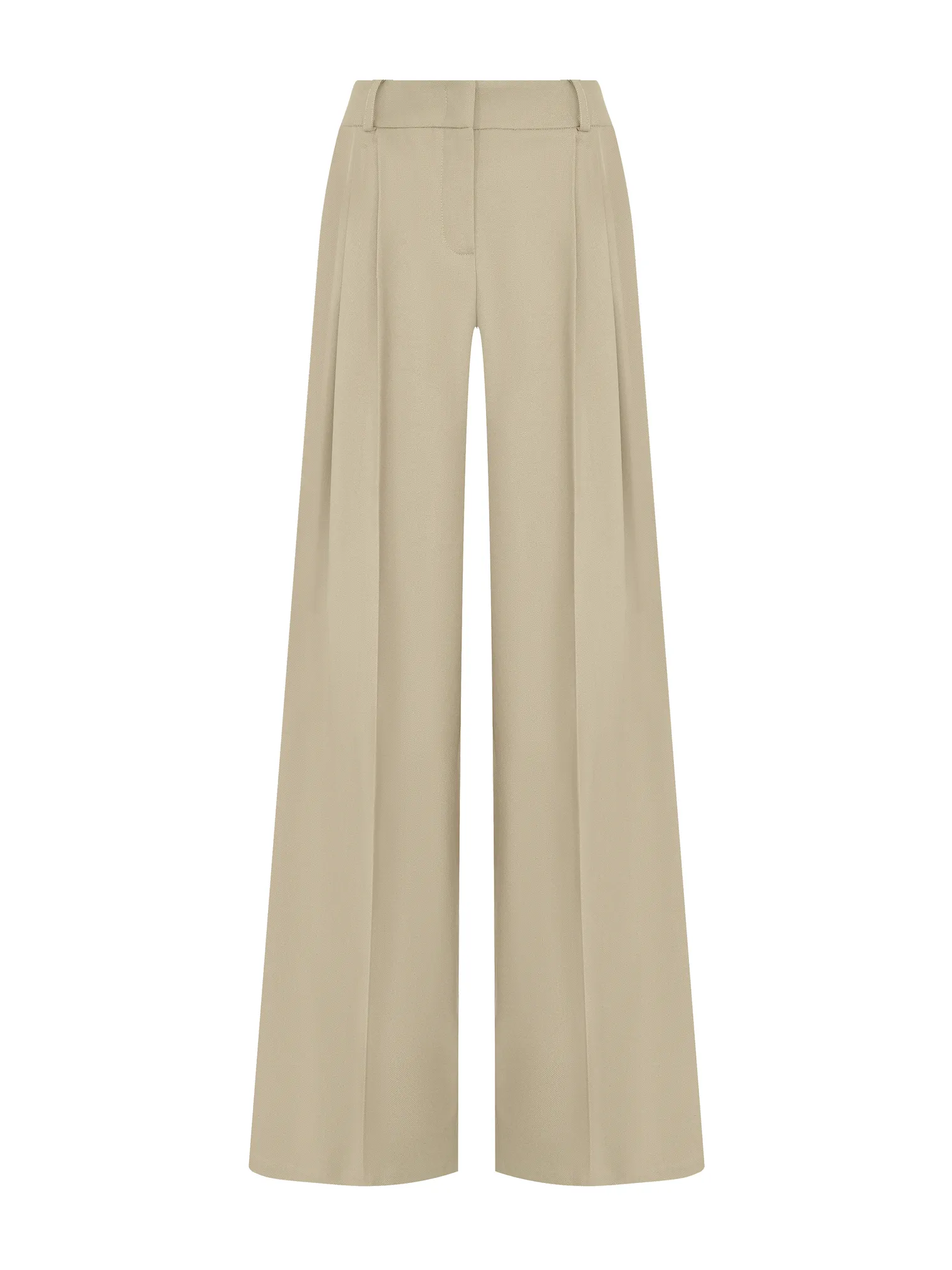 Брюки широкого кроя с завышенной талией со складками бежевого цвета фото 8