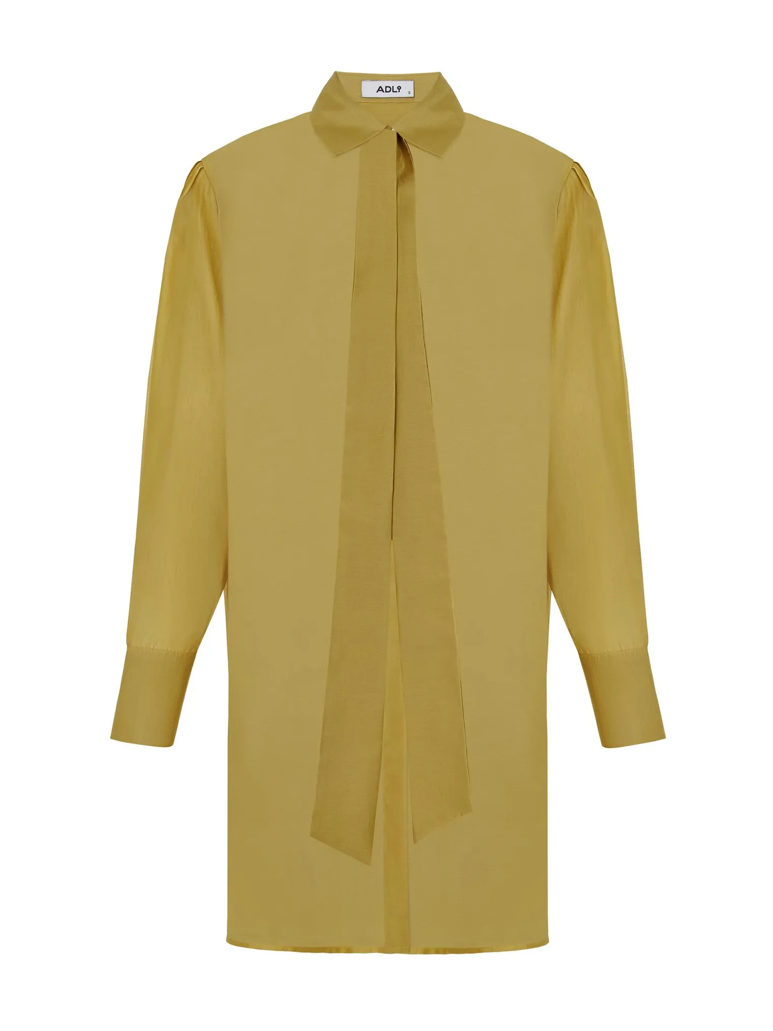 Рубашка из прозрачной ткани соломенного цвета фото 7