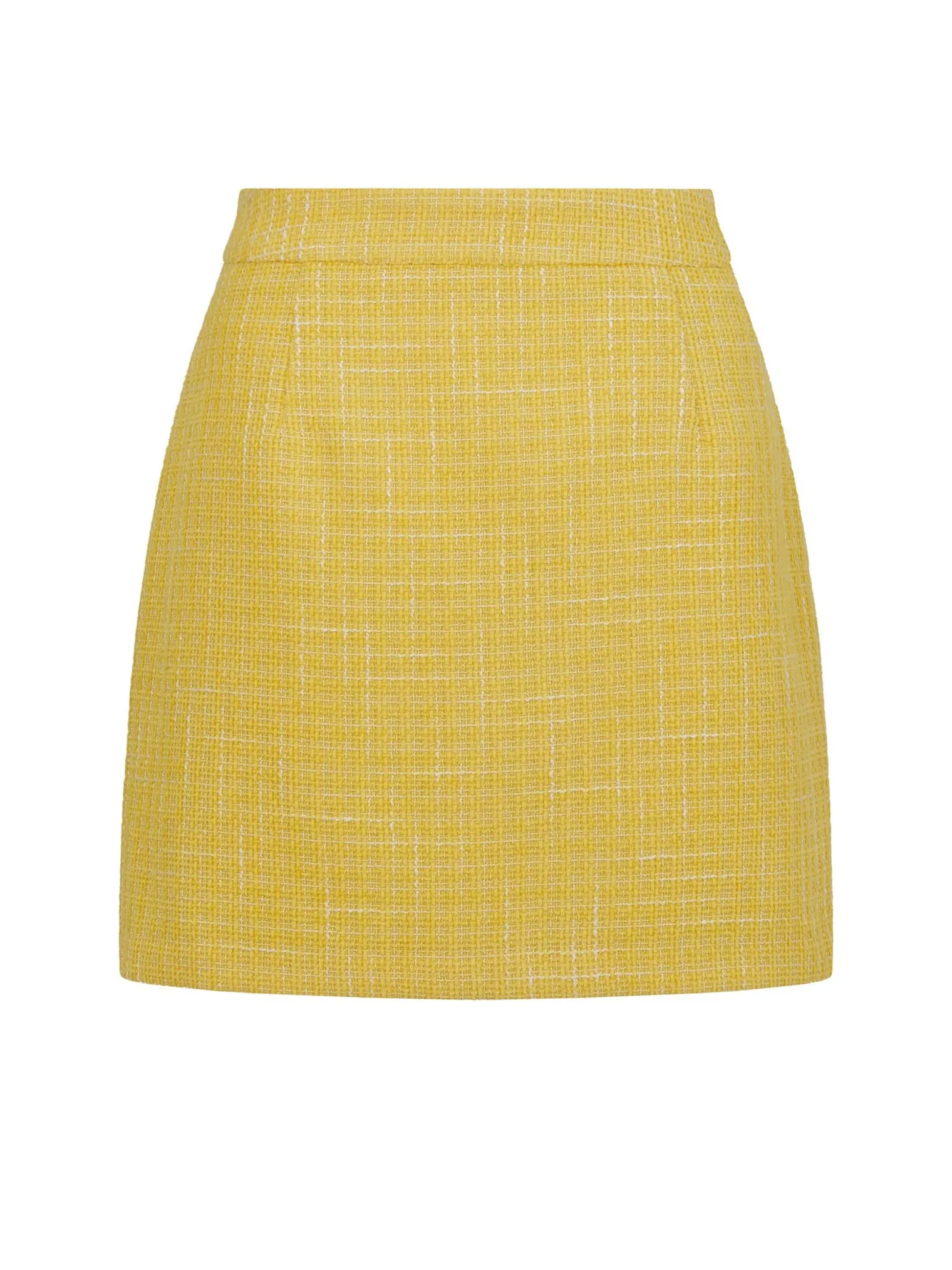 Юбка мини из твидовой ткани цвета молочный лимон фото 7