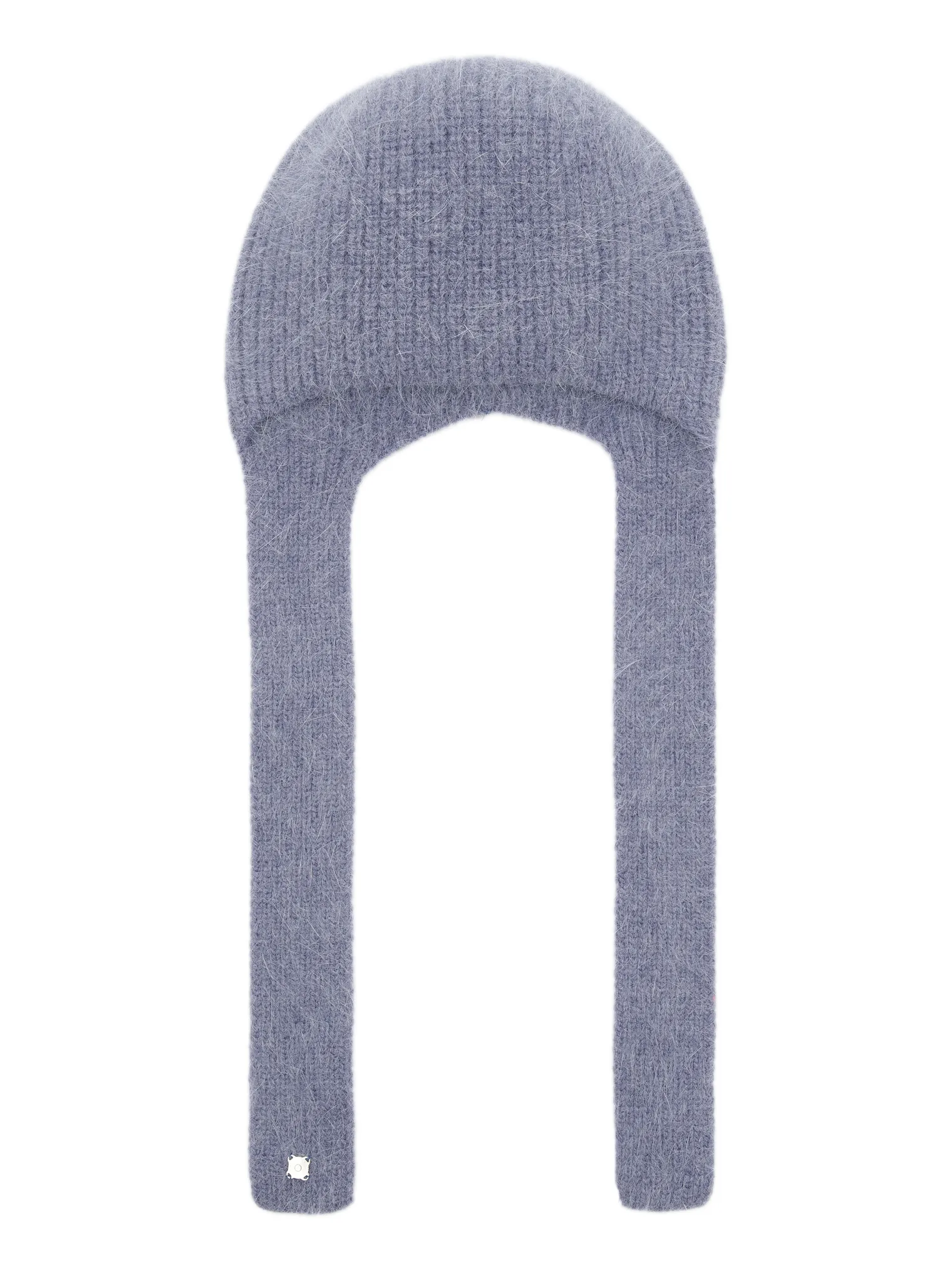 Капор крупной вязки цвета деним фото 1