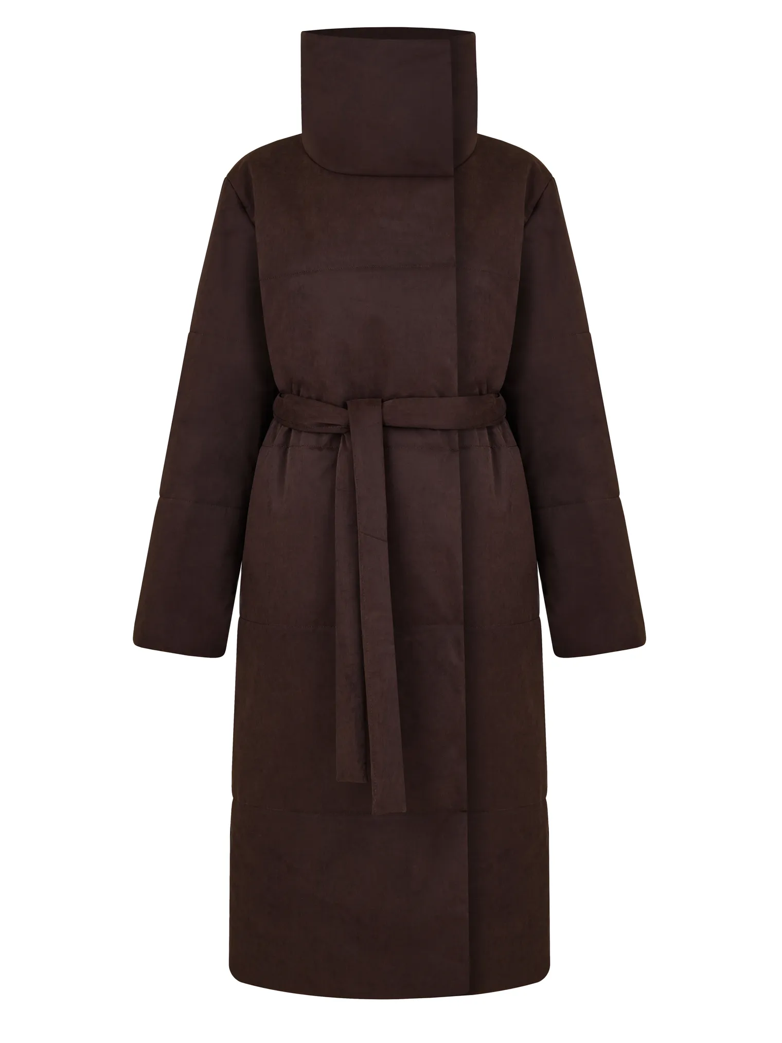 Пальто утепленное цвета горький шоколад фото 9