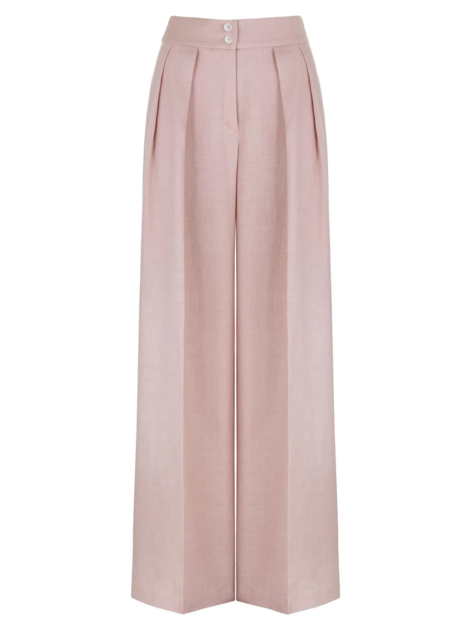 Брюки широкого кроя с завышенной талией со складками пыльно-розового цвета фото 6