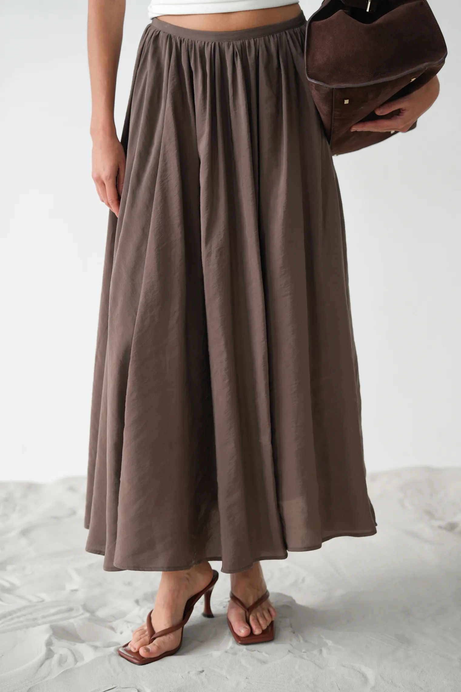 Юбка миди шоколадного цвета фото 5