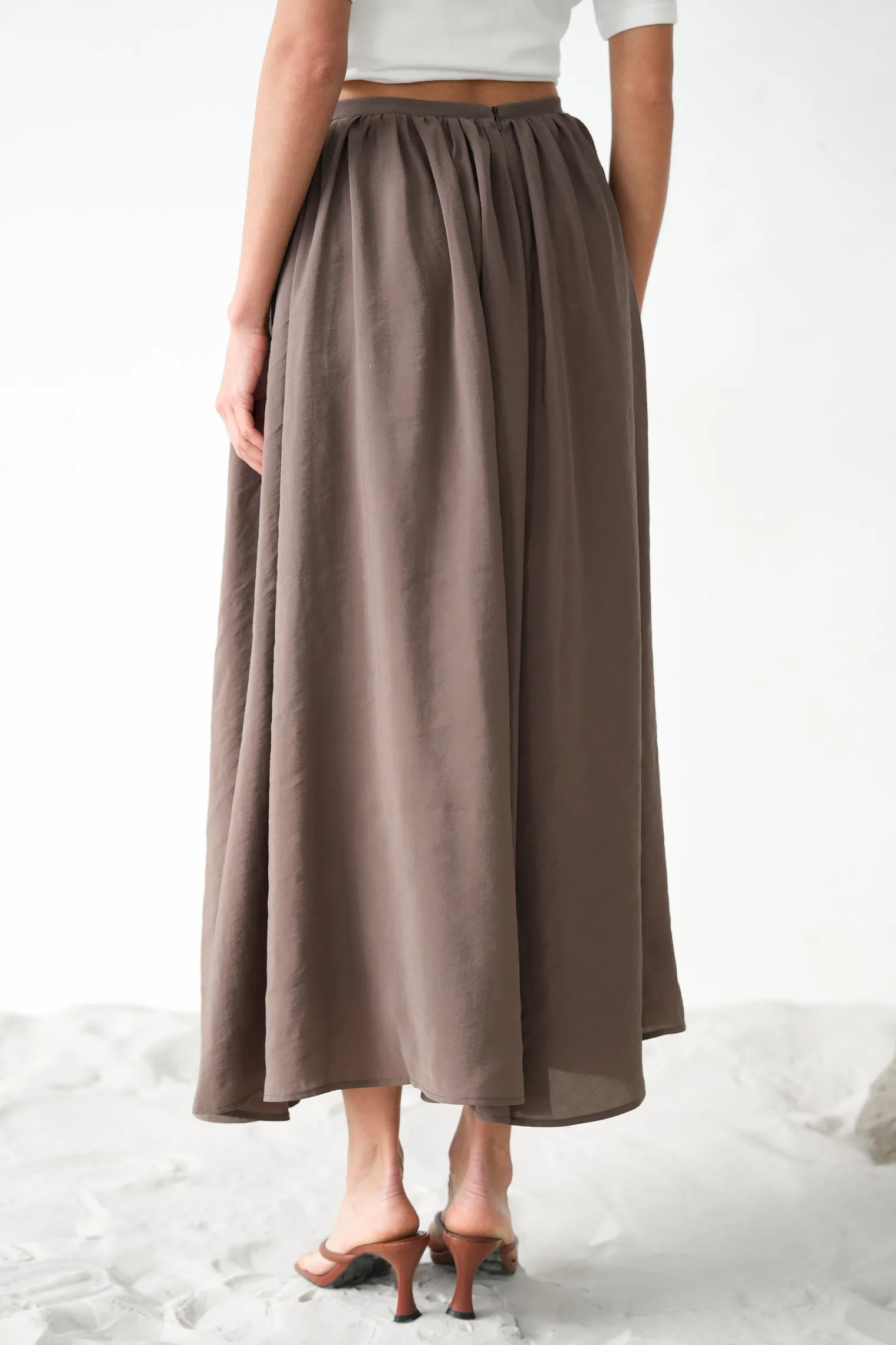 Юбка миди шоколадного цвета фото 4