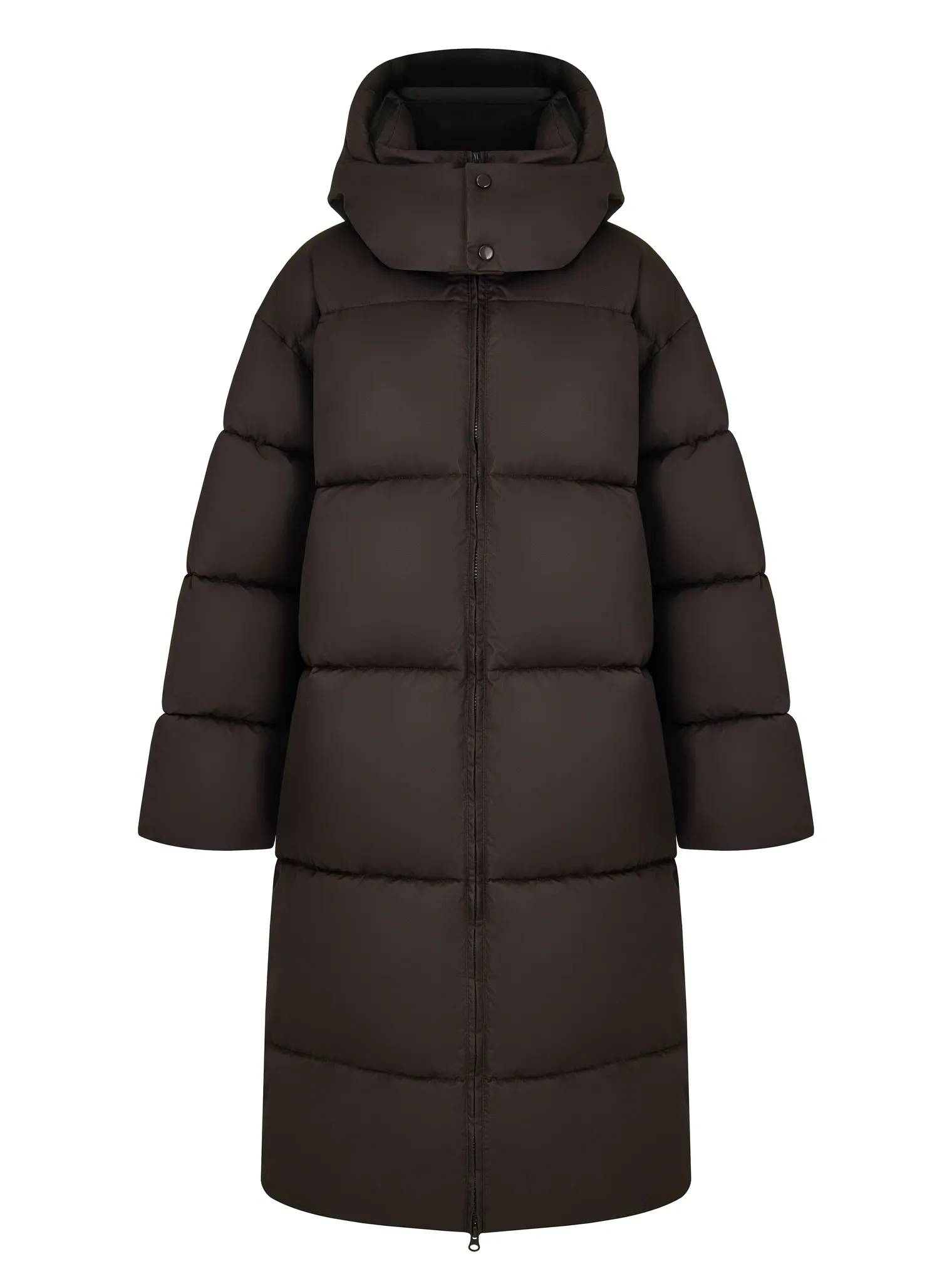 Пуховик стёганный с капюшоном шоколадного цвета фото 8