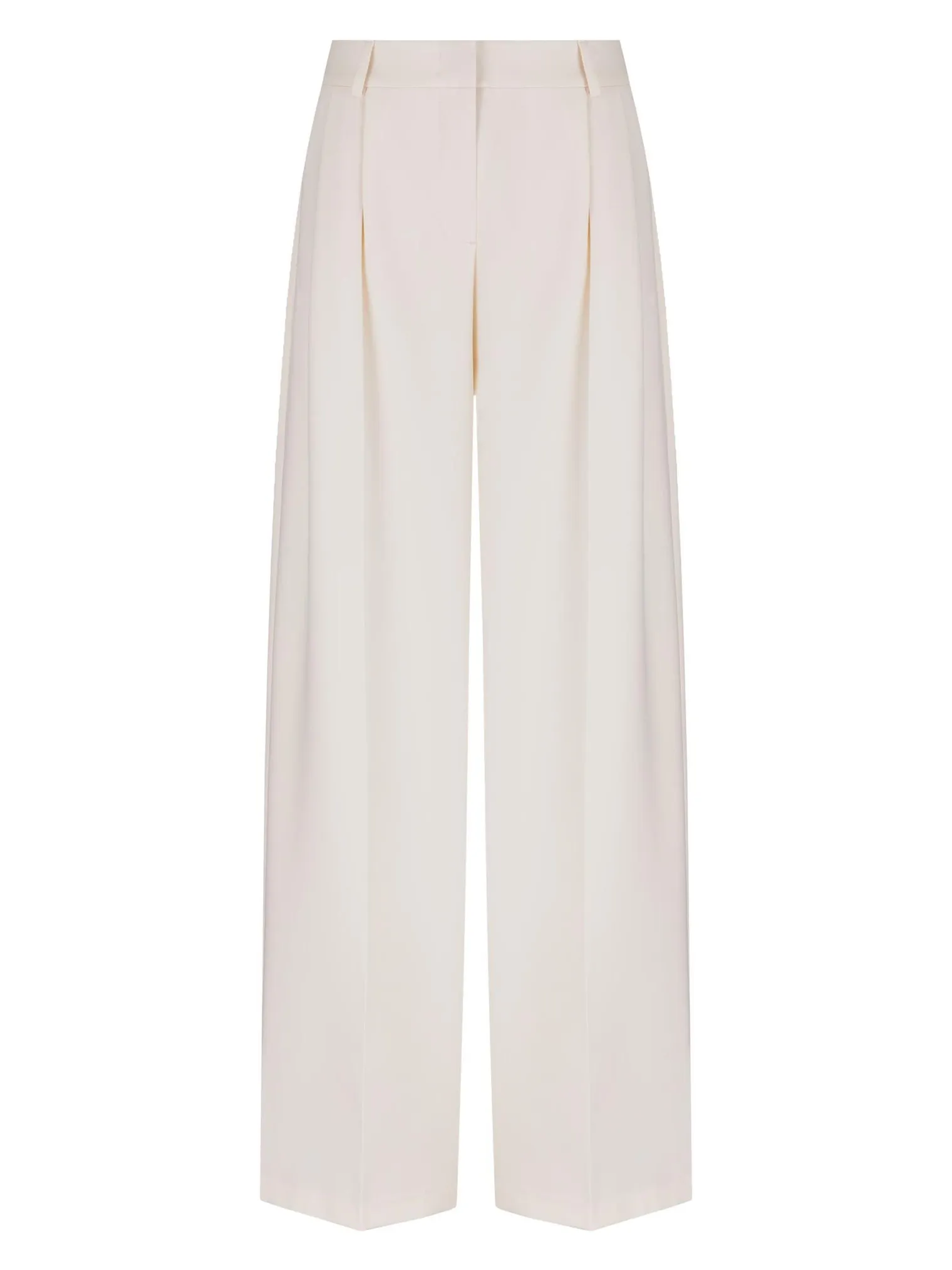 Брюки широкого кроя с завышенной талией со складками цвета тофу фото 8