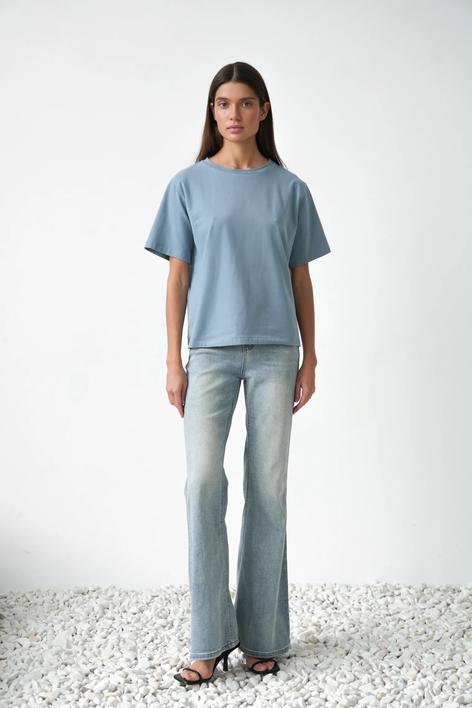 Футболка свободного кроя цвета винтажный синий фото 5