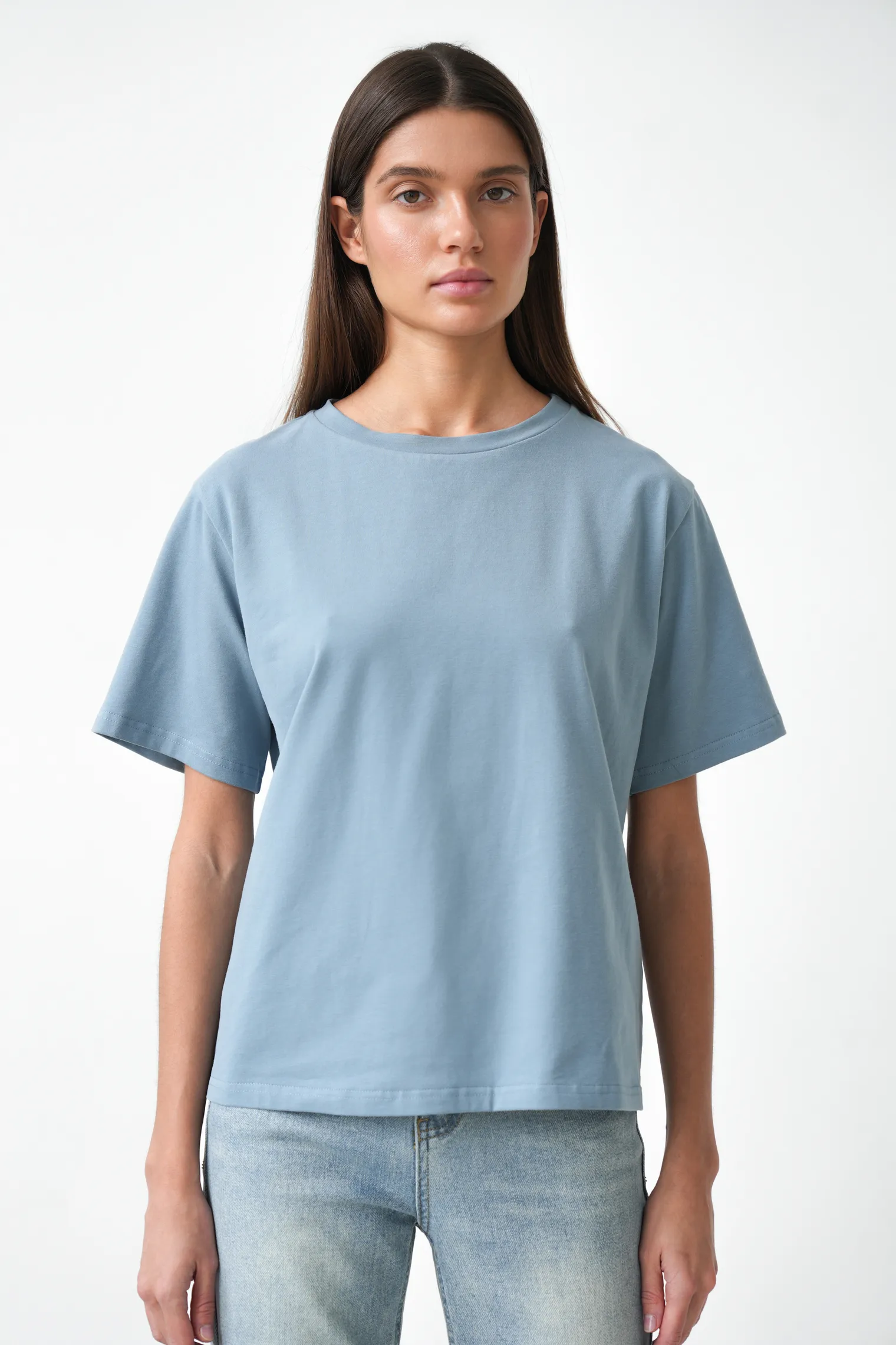 Футболка свободного кроя цвета винтажный синий фото 1