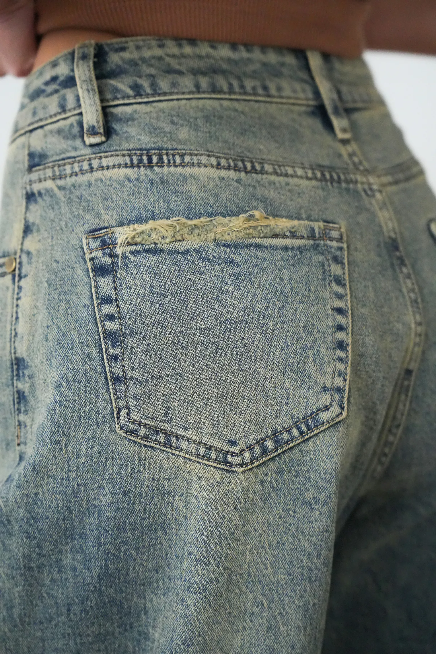 Джинсы свободного кроя в винтажном стиле синего цвета фото 6