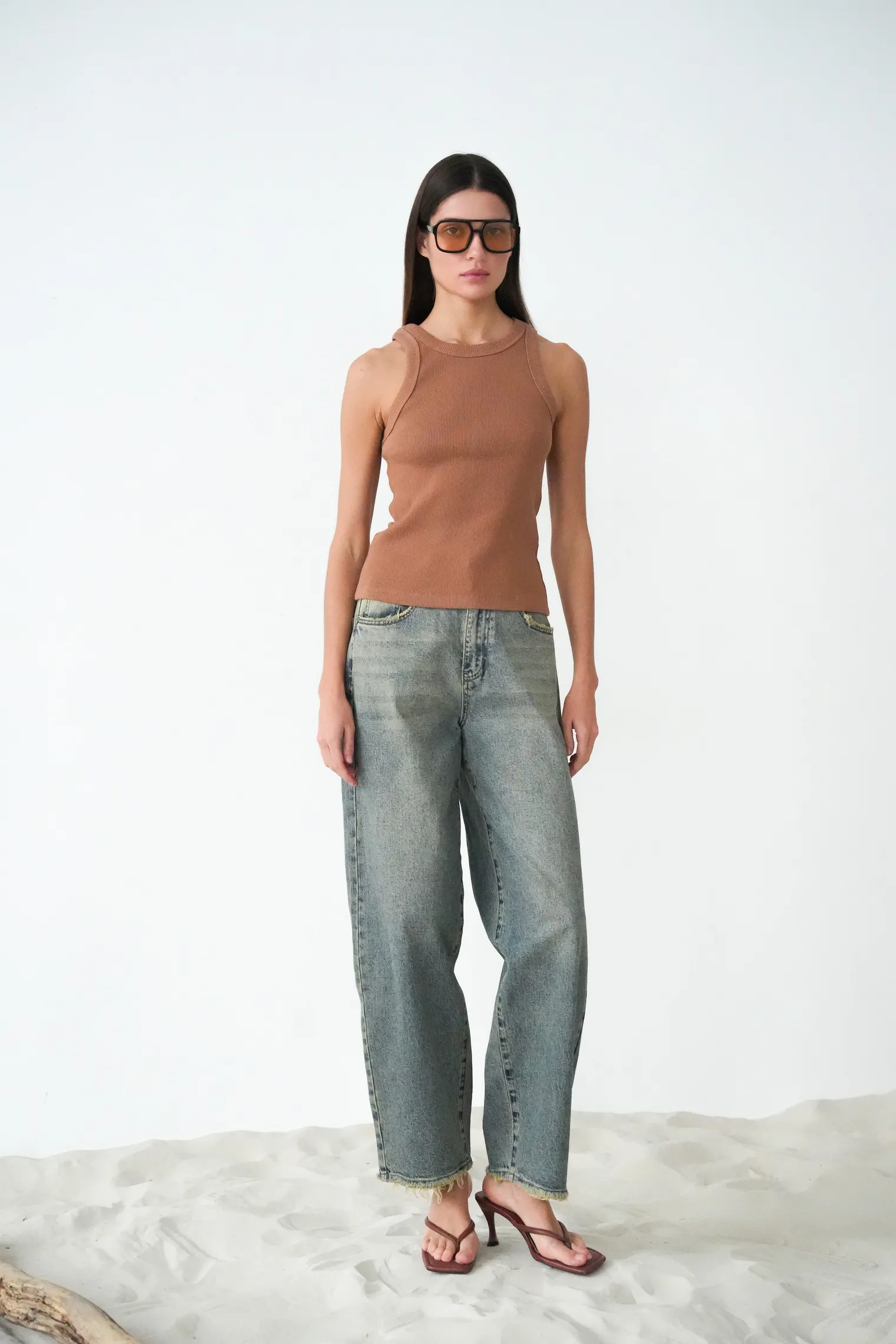 Джинсы свободного кроя в винтажном стиле синего цвета фото 3