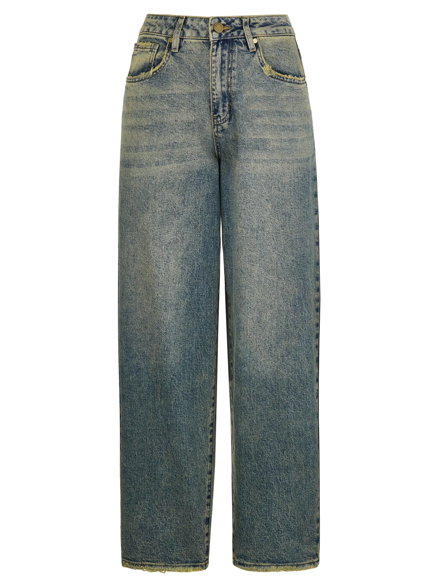 Джинсы свободного кроя в винтажном стиле синего цвета фото 7