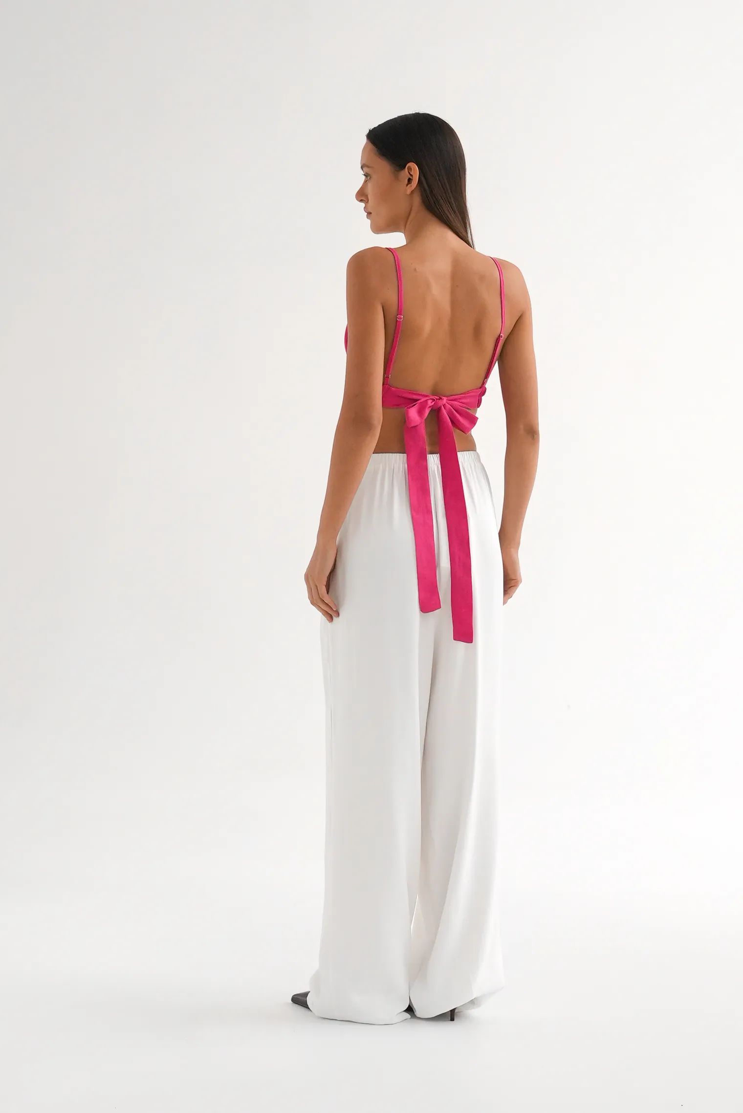 Топ на регулируемых бретелях с завязками цвета фуксии фото 7