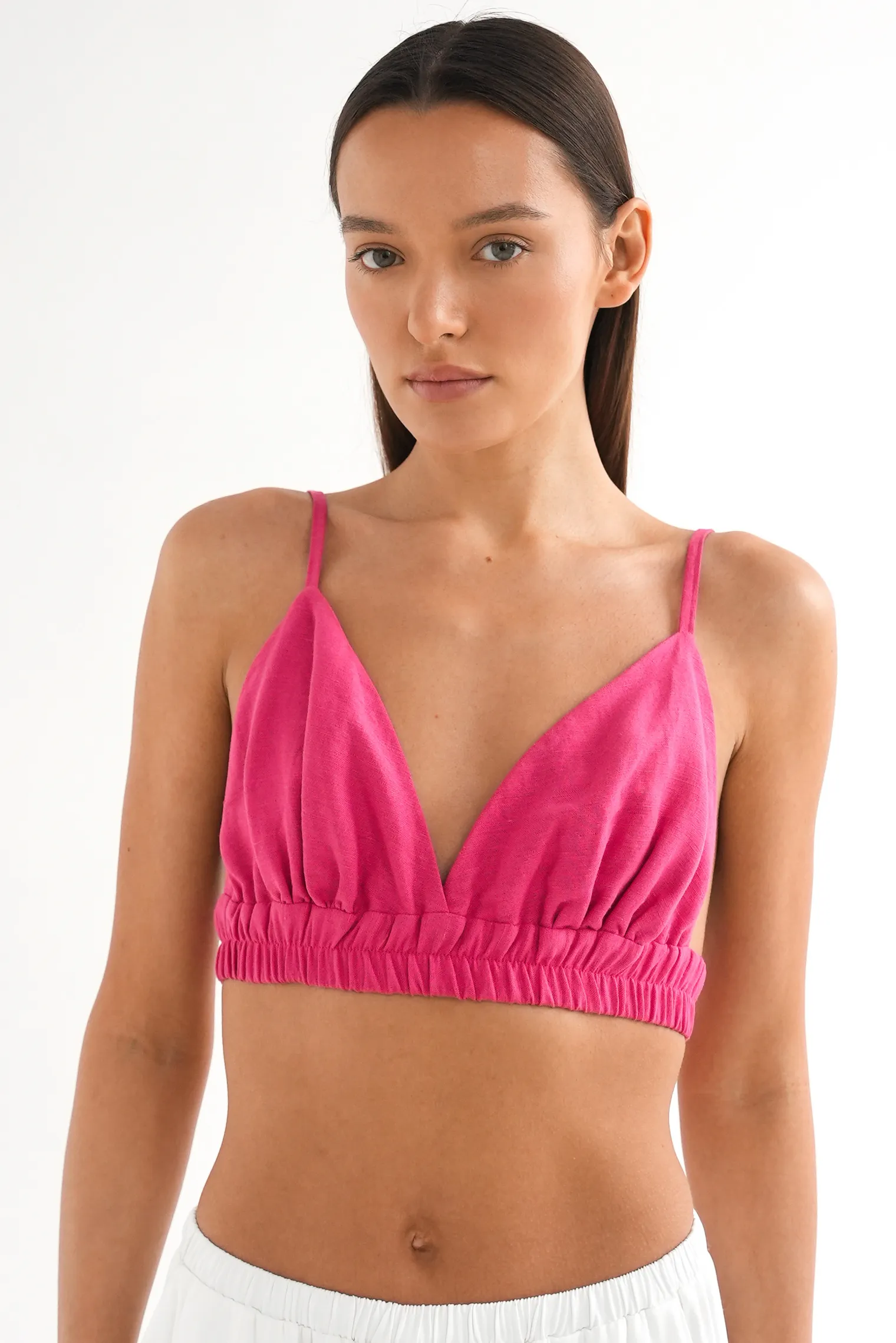 Топ на регулируемых бретелях с завязками цвета фуксии фото 5