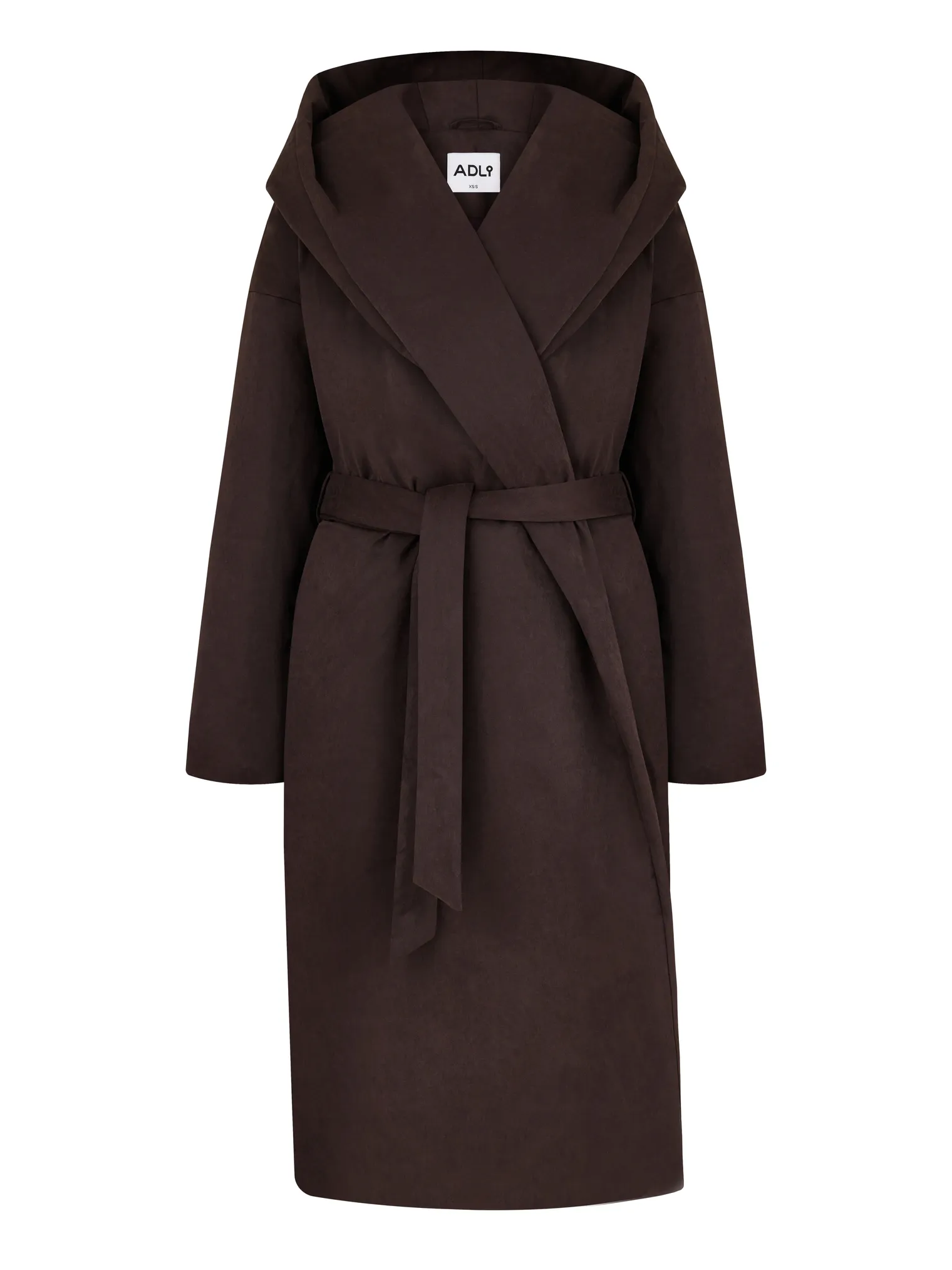 Пальто утепленное с капюшоном цвета горький шоколад фото 8