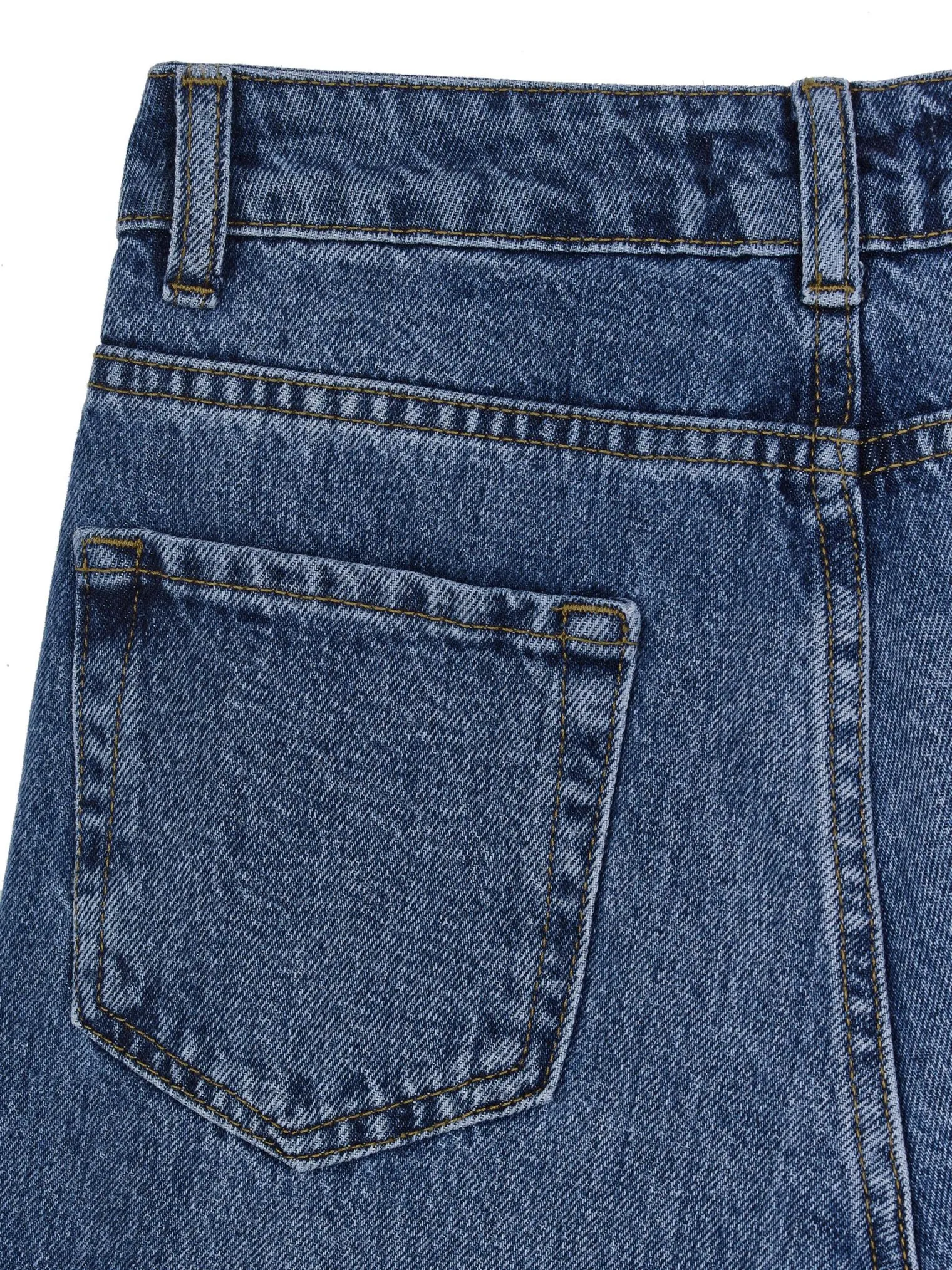 Джинсы широкого кроя с завышенной талией цвета синяя варка фото 2