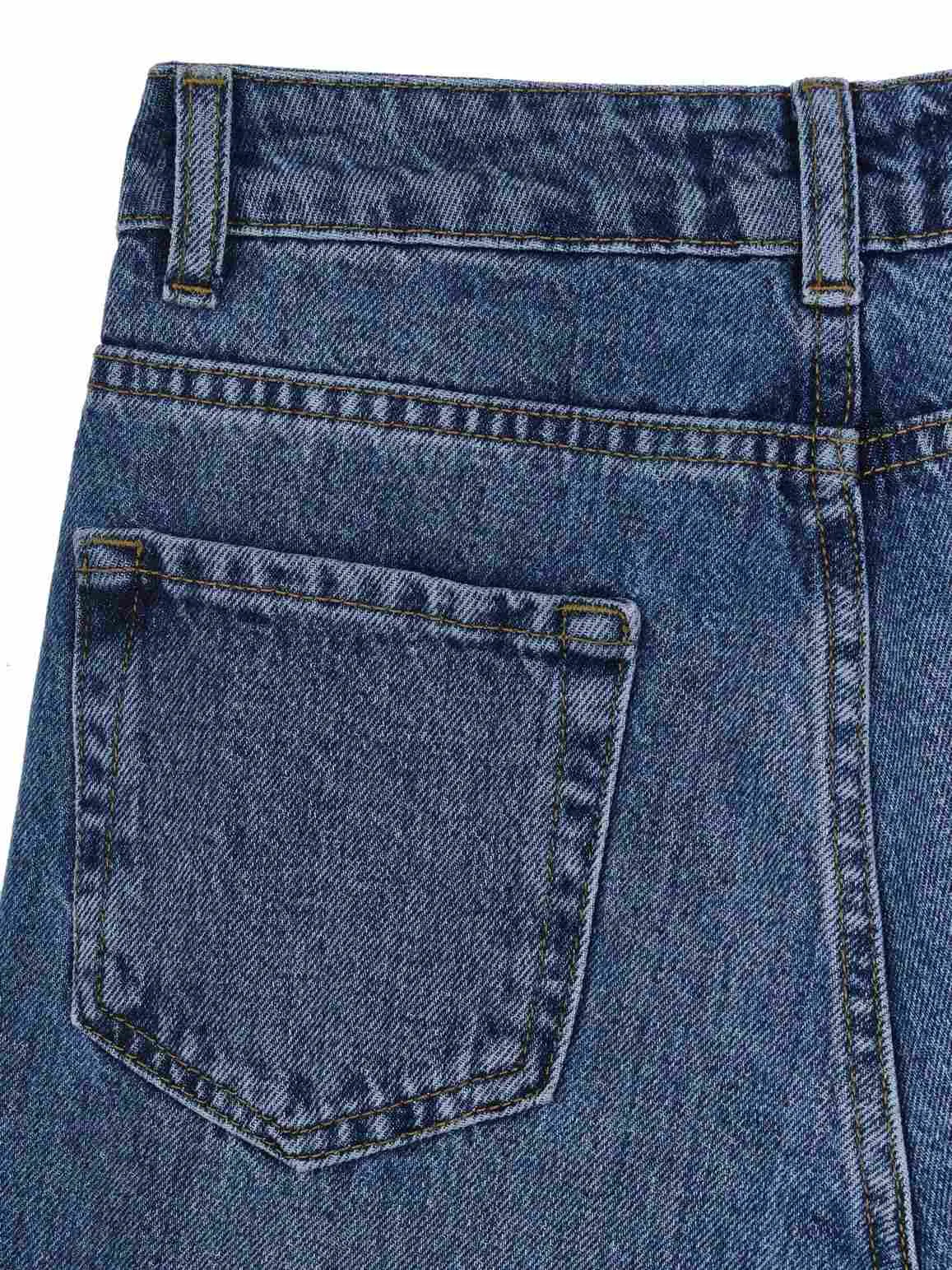 Джинсы широкого кроя с завышенной талией цвета синяя варка фото 10