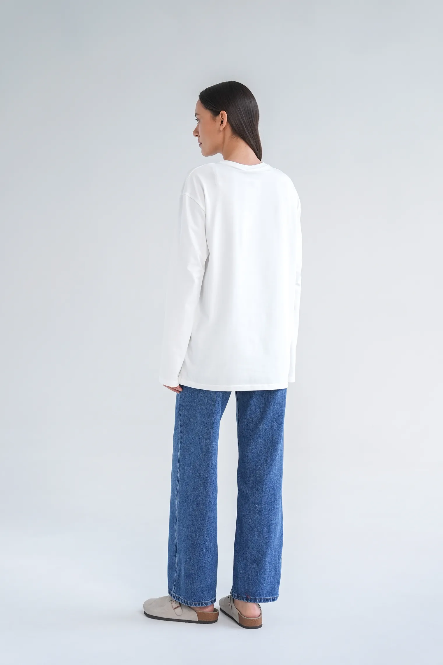 Джинсы широкого кроя с завышенной талией цвета синяя варка фото 6