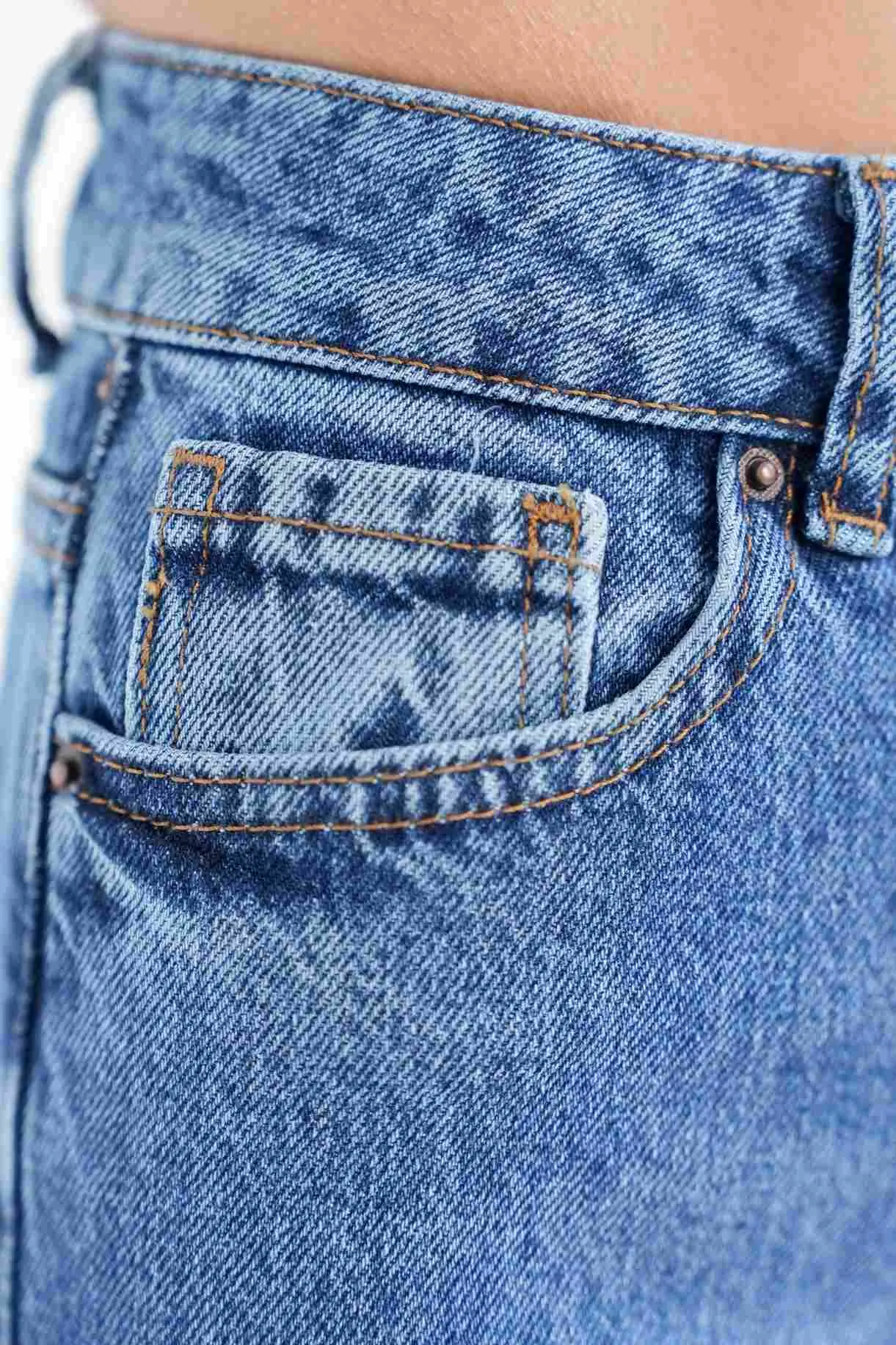 Джинсы широкого кроя с завышенной талией цвета синяя варка фото 2