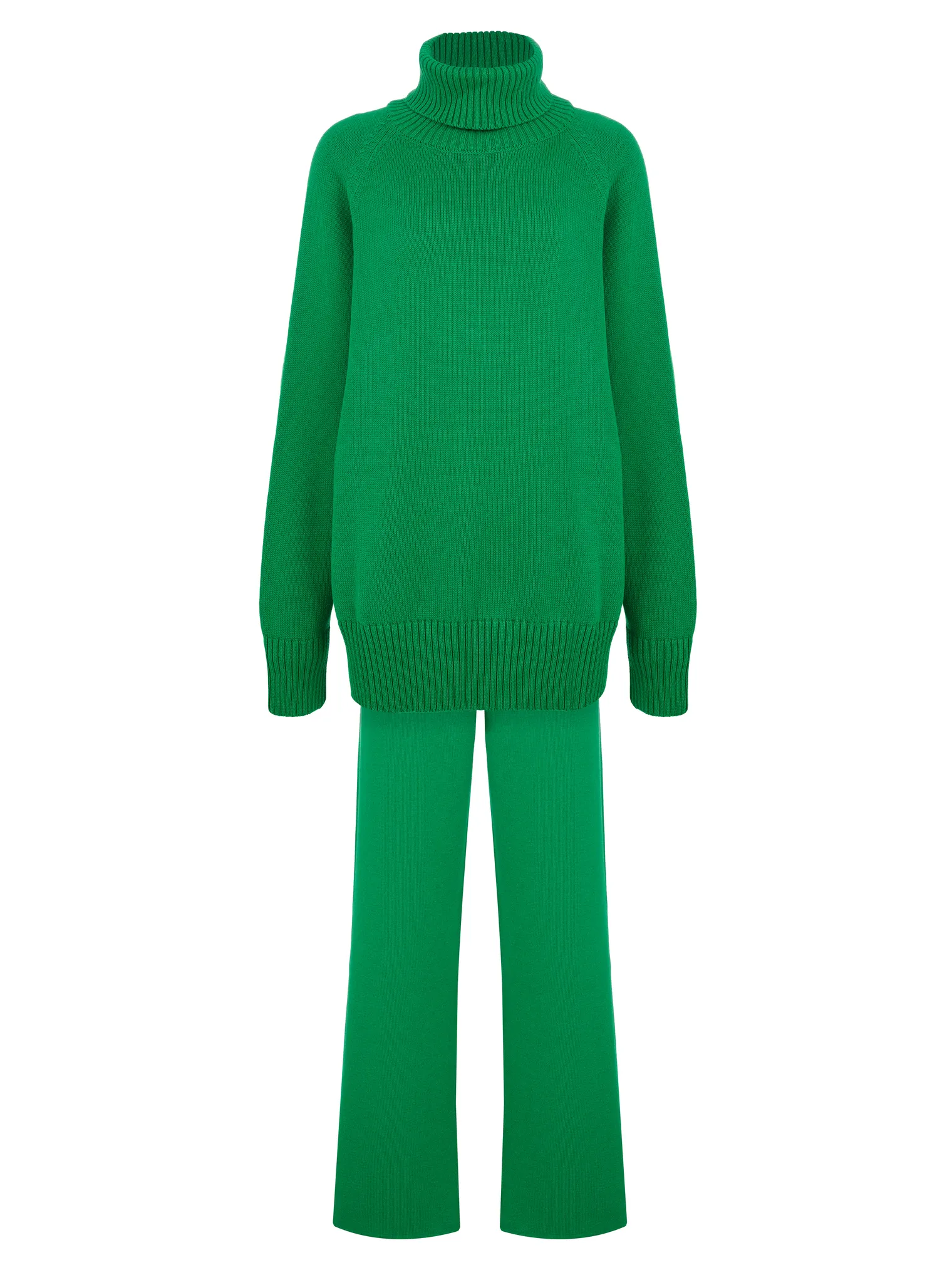 Костюм трикотажный: джемпер/брюки зелёного цвета фото 1